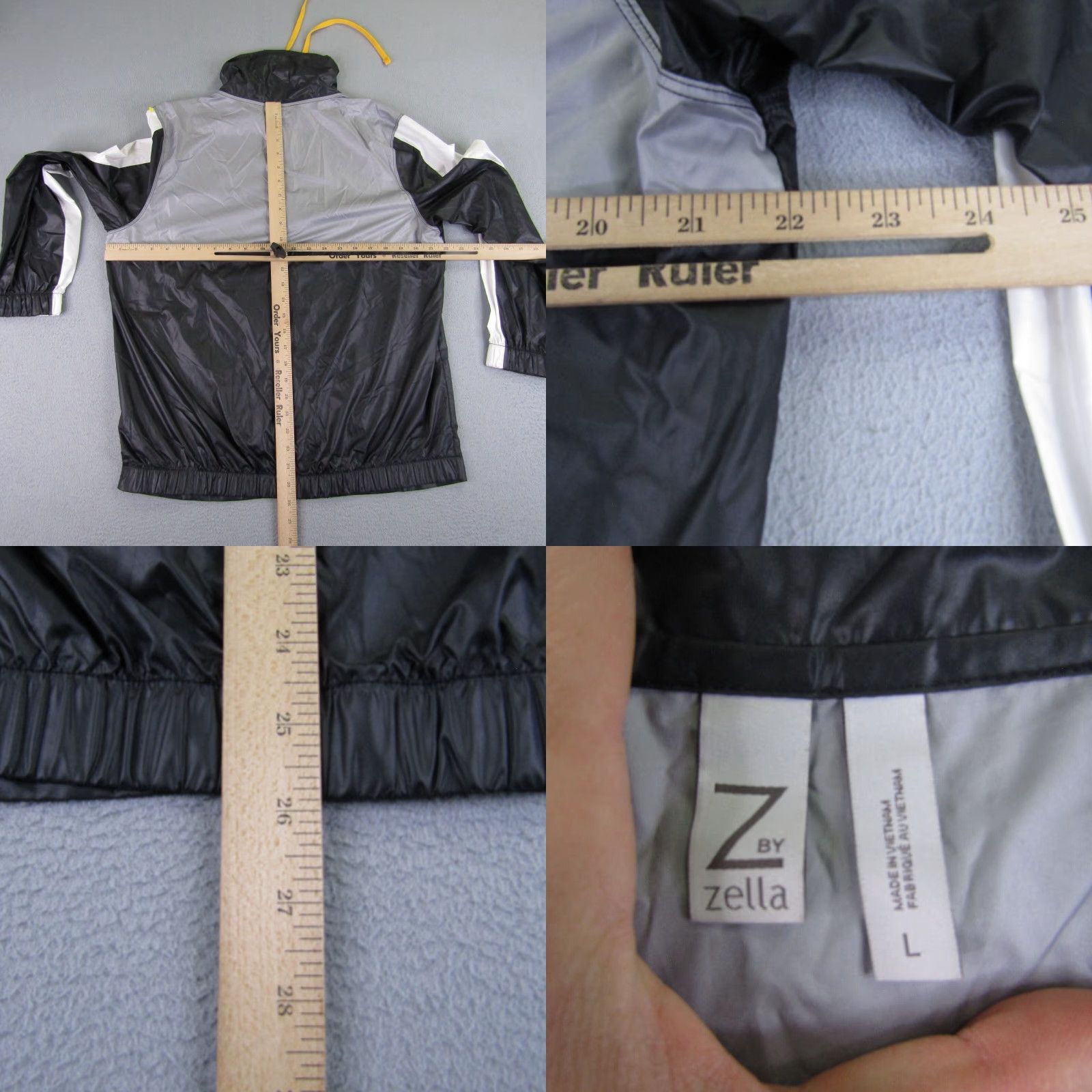 Vintage Zella Jacket Women Large Black White Full Zip Windbreaker Lightweight Track Coat Womens Size L / US 10 / IT 46 - 8 Thumbnail
