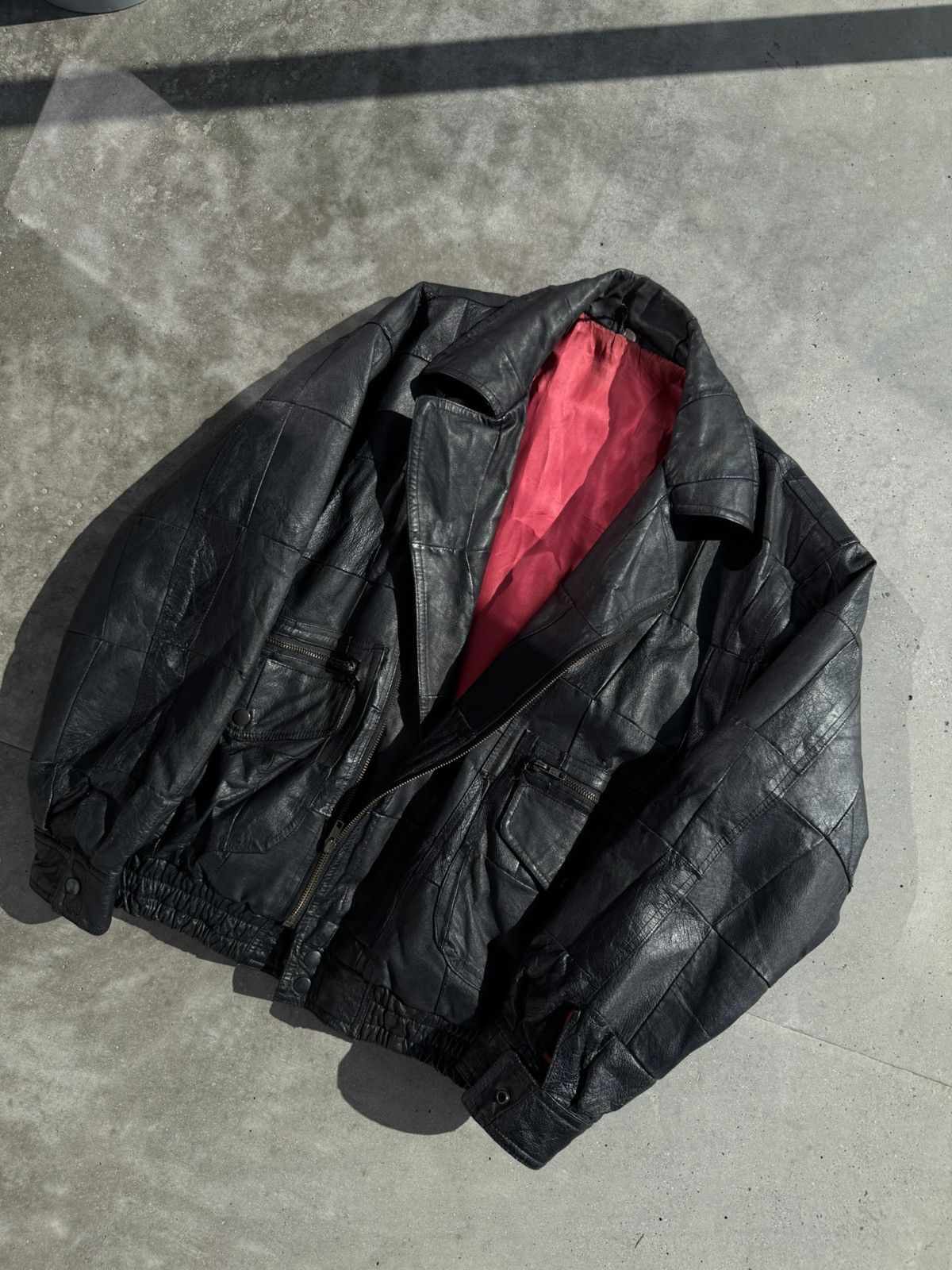 Vintage *VINTAGE* Leather bomber biker Jacket Size US L / EU 52-54 / 3 - 3 Thumbnail