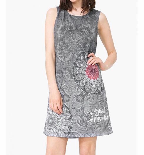 Designer × Desigual Desigual Traveller Printed Sleeveless Short Dress Geometric Size L / US 10 / IT 46 - 4 Thumbnail
