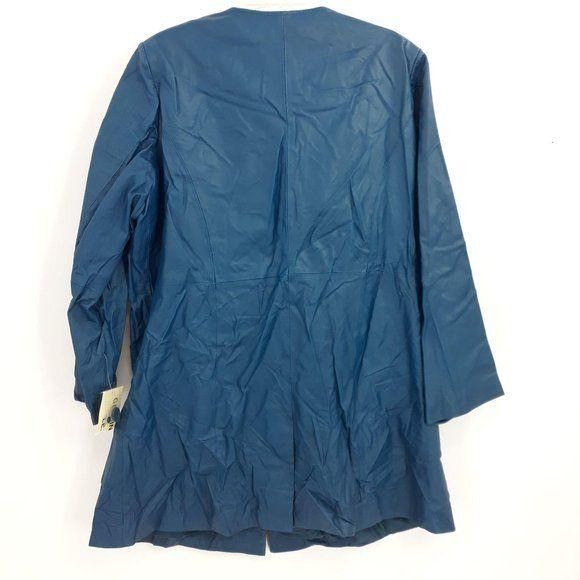 Vintage Vtg 80s Genuine Leather Trench Coat Sz 18 Turquoise Teal Col Size XXL / US 16-18 / IT 52-54 - 5 Thumbnail