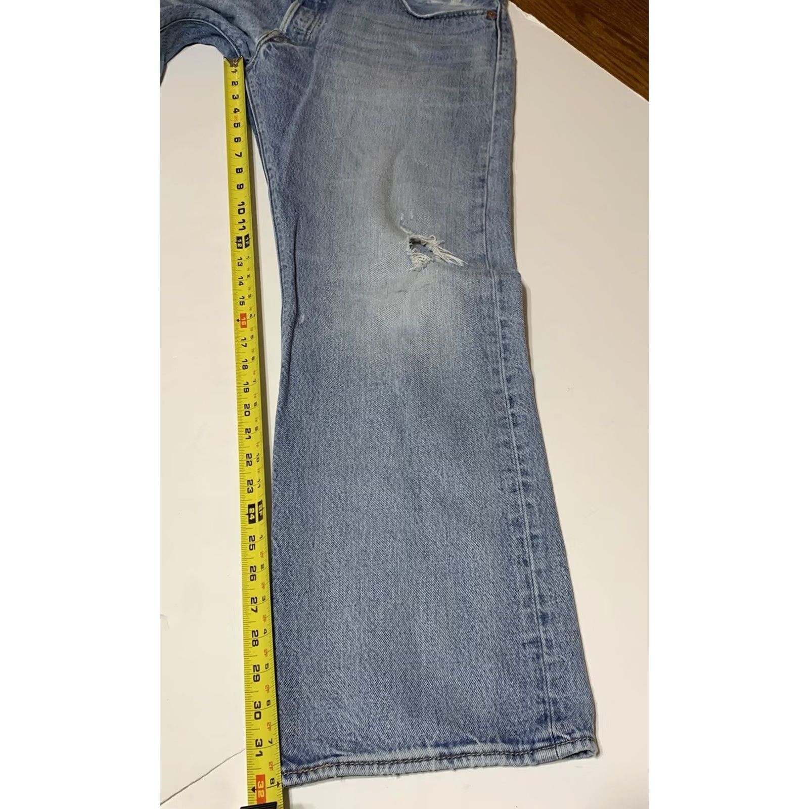 Levi's Levi's 501 Straight Fit Jeans 38x32 Distressed Button Fly Denim 5-Pocket Men Regular Classic Blue Size US 38 / EU 54 - 6 Thumbnail