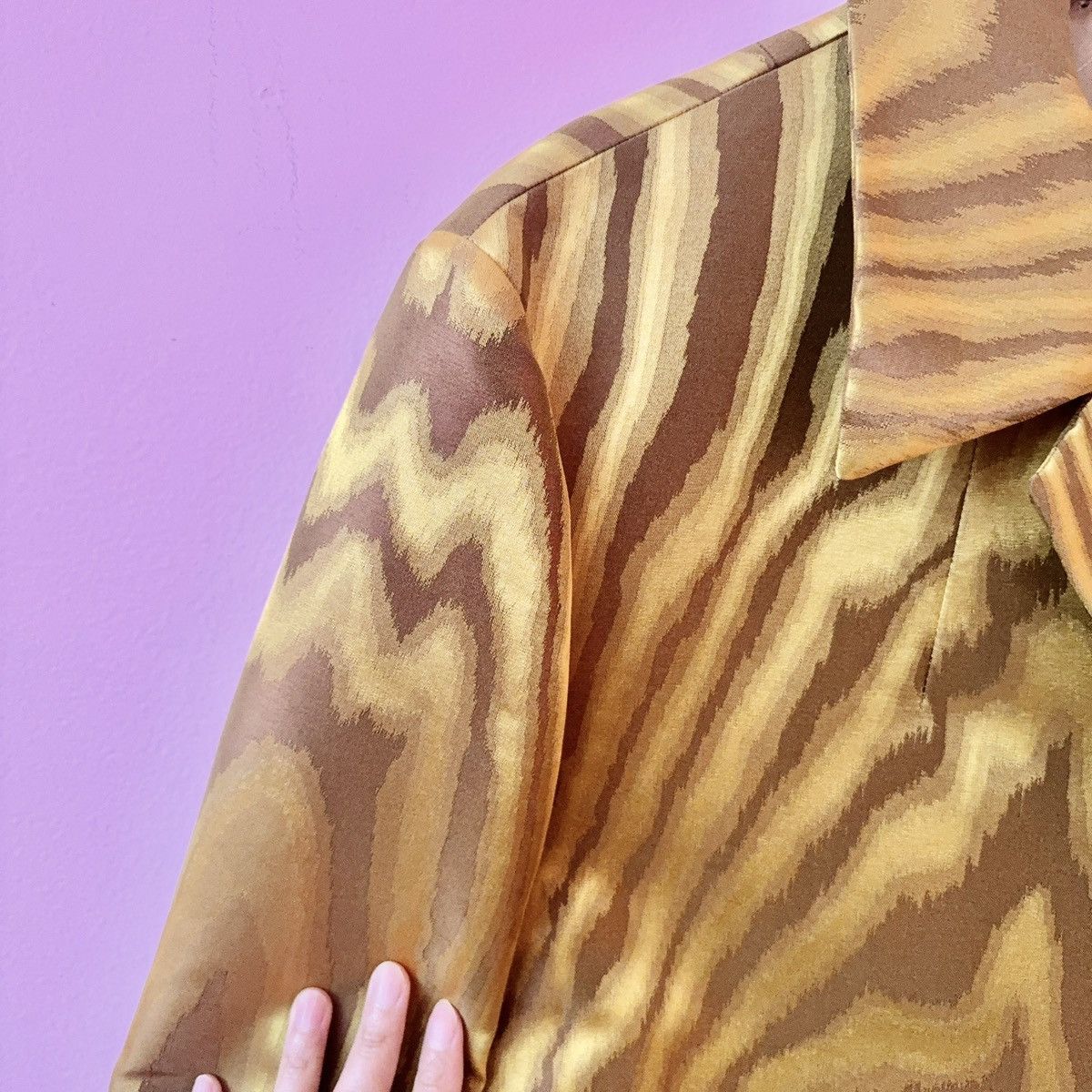 Dries Van Noten Dries Van Noten Abstract Woodgrain Silk-Blend Jacket Size S / US 4 / IT 40 - 2 Thumbnail