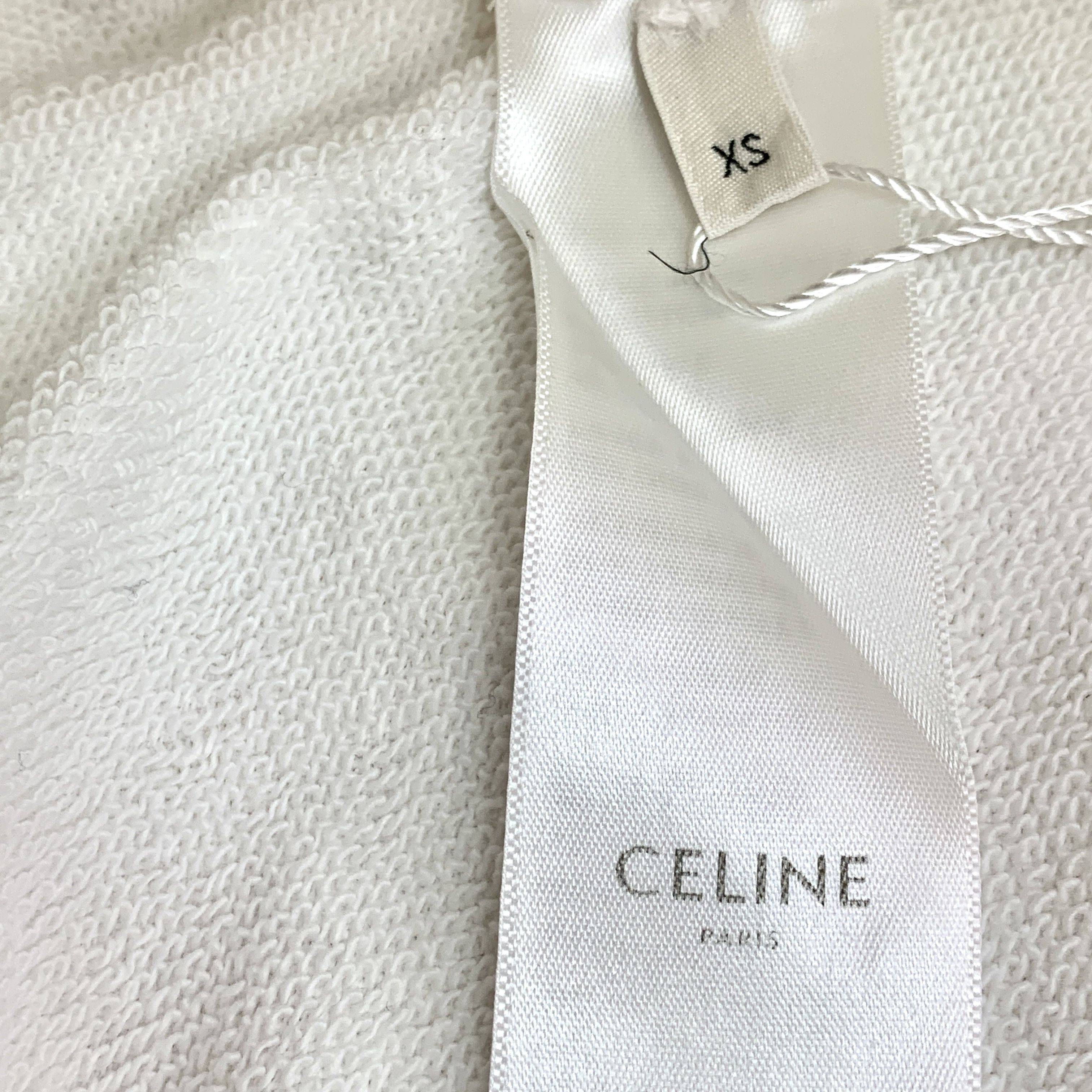 Celine Celine Hoodie – White Logo Print Cotton (Size XS) Size XS / US 0-2 / IT 36-38 - 4 Thumbnail