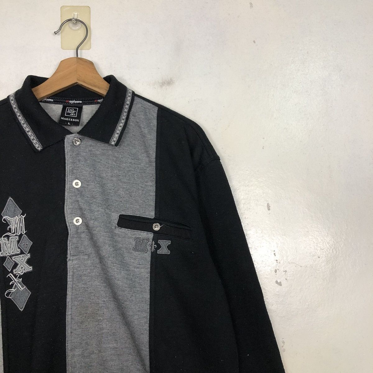 Japanese Brand 📌Vintage Collar Sweatshirt Magixson Big Logo Embroidery Size US L / EU 52-54 / 3 - 8 Thumbnail