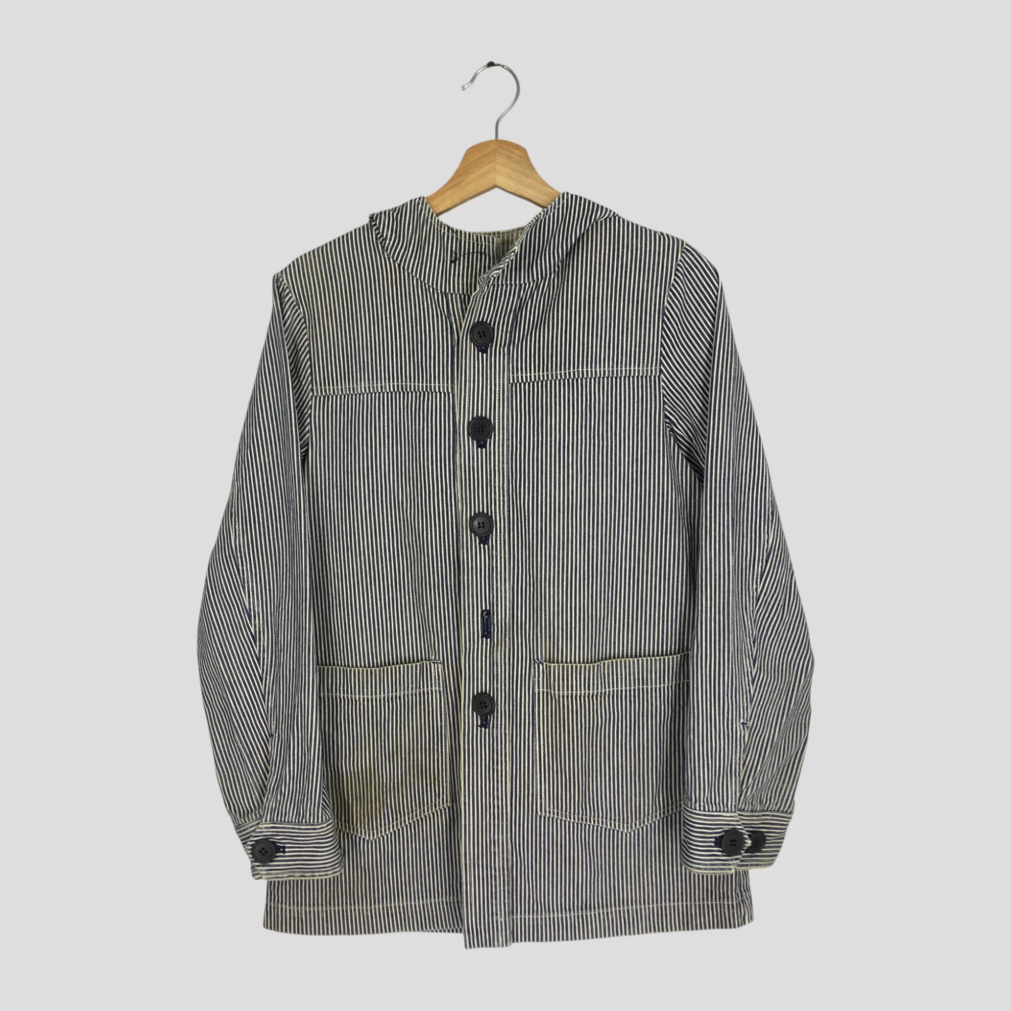 Japanese Brand Vintage Hickory Stripes Workers Jacket Denim Jeans Size US S / EU 44-46 / 1 - 1 Thumbnail