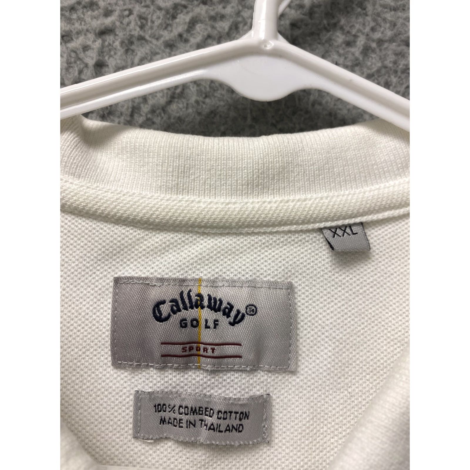Callaway Callaway Polo Shirt Mens XXL White Golf 100-24 / Regular Short Sleeve Polo Knit Cotton Blend Button Logo Swoosh Striped All Seasons Pattern Size US XXL / EU 58 / 5 - 3 Thumbnail