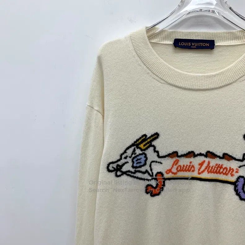 Louis Vuitton Louis Vuitton Nigo Signature 22 Off-White Cashmere Crew Ne Size US L / EU 52-54 / 3 - 3 Thumbnail