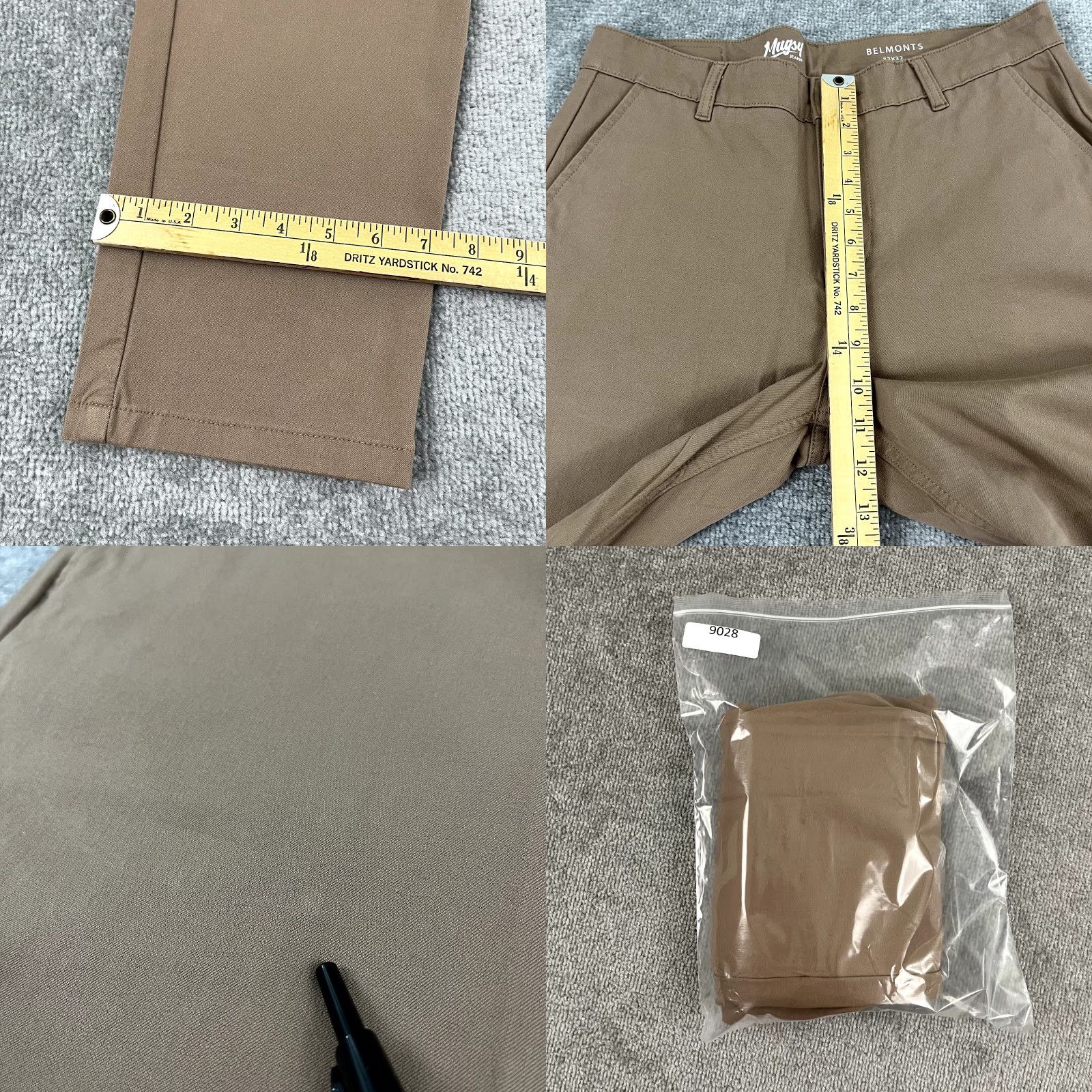 Vintage MUSGY Pants Mens 33 x 32 Belmonts Chino Brown Straight Stretch Career Office Size US 33 - 8 Thumbnail