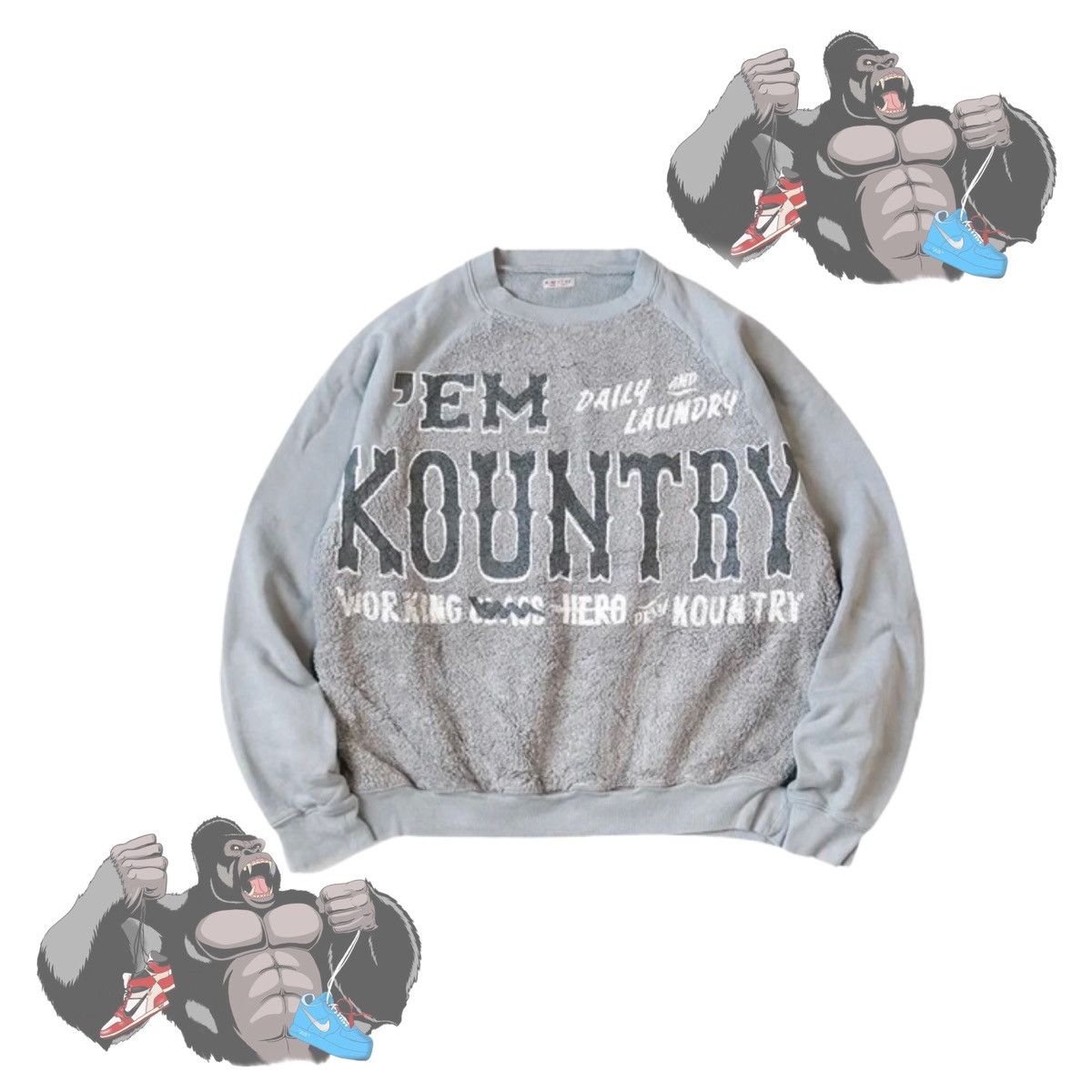 Kapital Knit x Fur Grizzly Sweater 'Em Kountry Grey