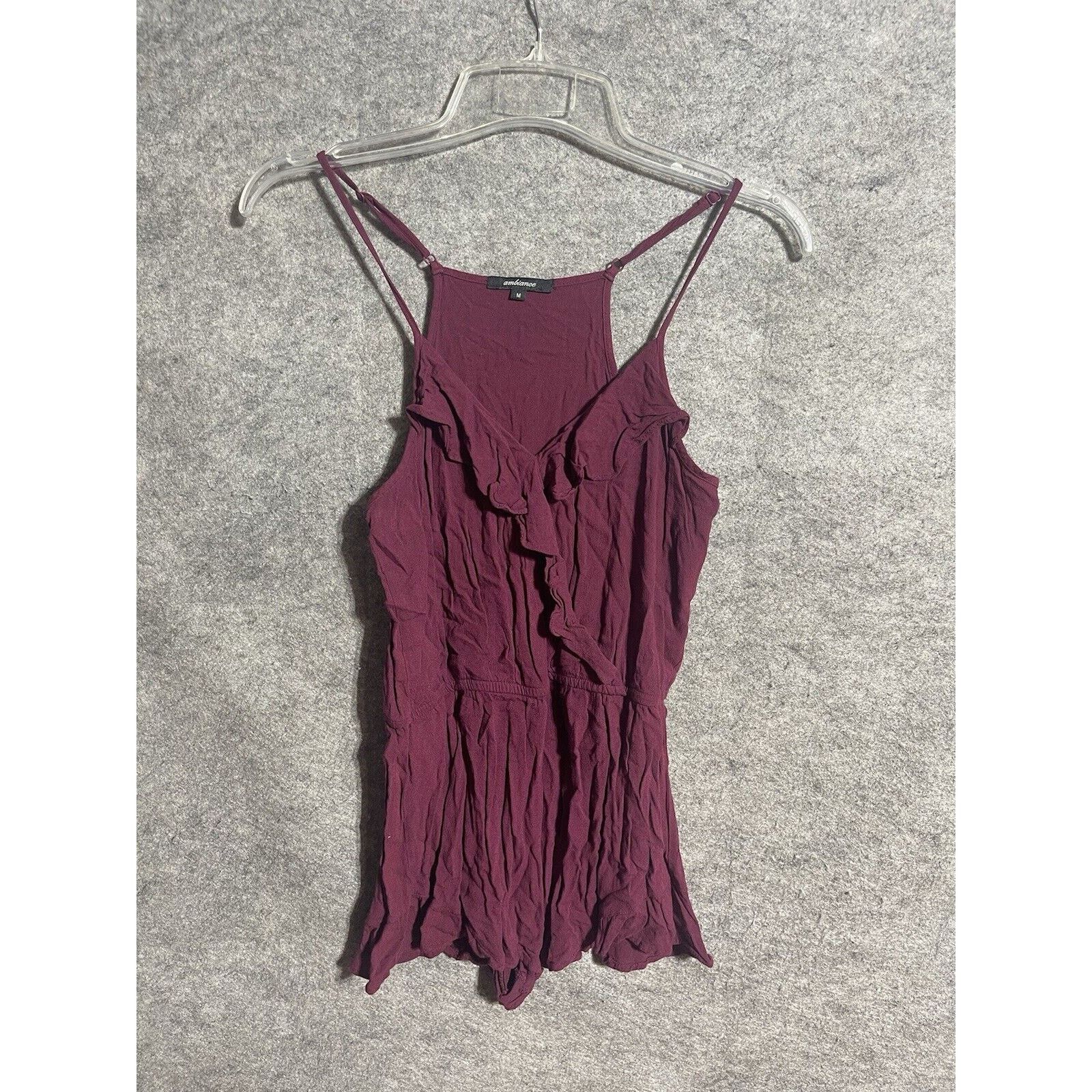 Other 90's Romper Womens M Maroon Ruffled Rayon Boho Whimsigoth Size 26" / US 2 / IT 38 - 1 Thumbnail