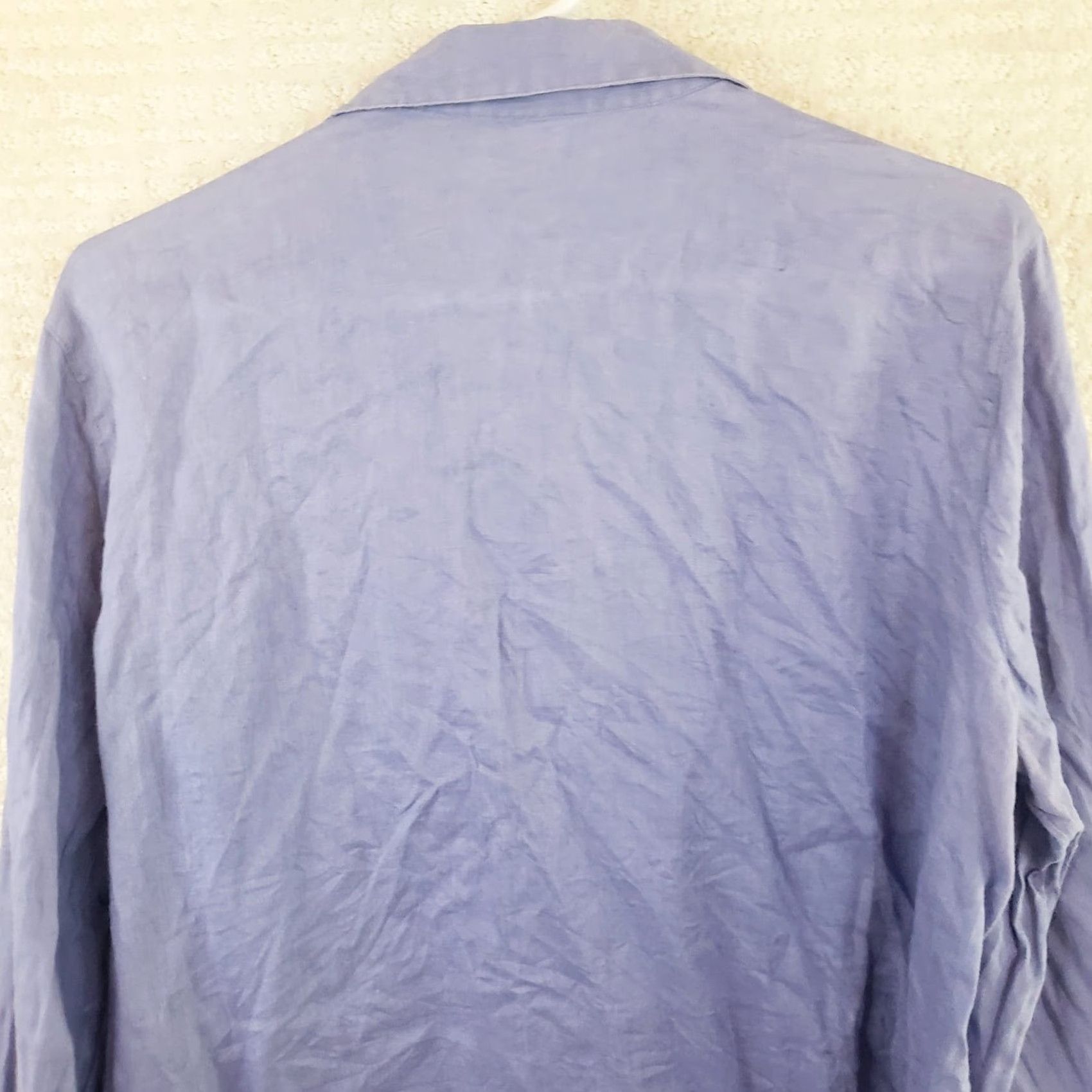 J. Jill J. Jill Linen Love Missy Button Up Collared Long Sleeve 100% Linen Shirt M Blue Womens Shirt Size M / US 6-8 / IT 42-44 - 7 Thumbnail