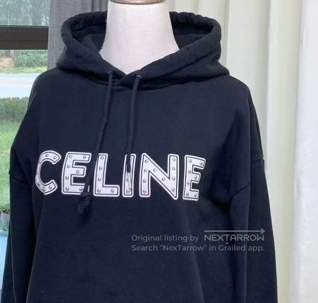 Celine Celine Black Hooded Sweatshirt with Logo. Size M / US 6-8 / IT 42-44 - 3 Thumbnail