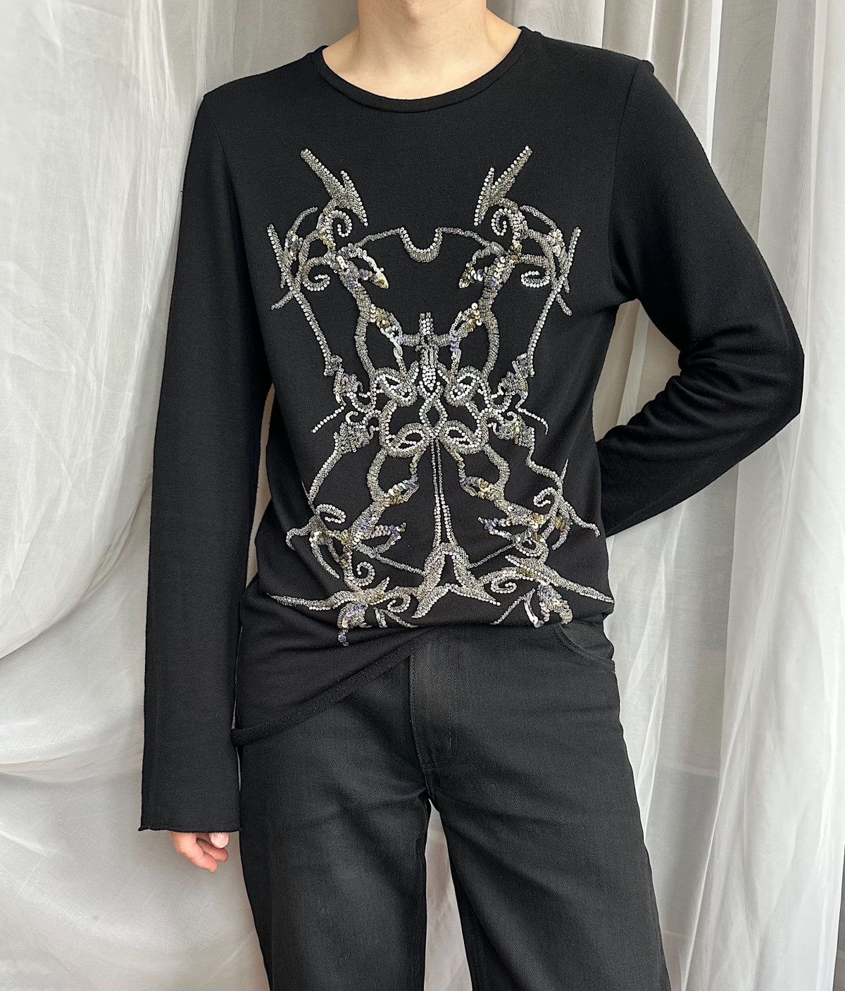 Balmain BALMAIN Decarnin FW2008 Gothic Sequin Embellished Sweater Size US M / EU 48-50 / 2 - 1 Thumbnail