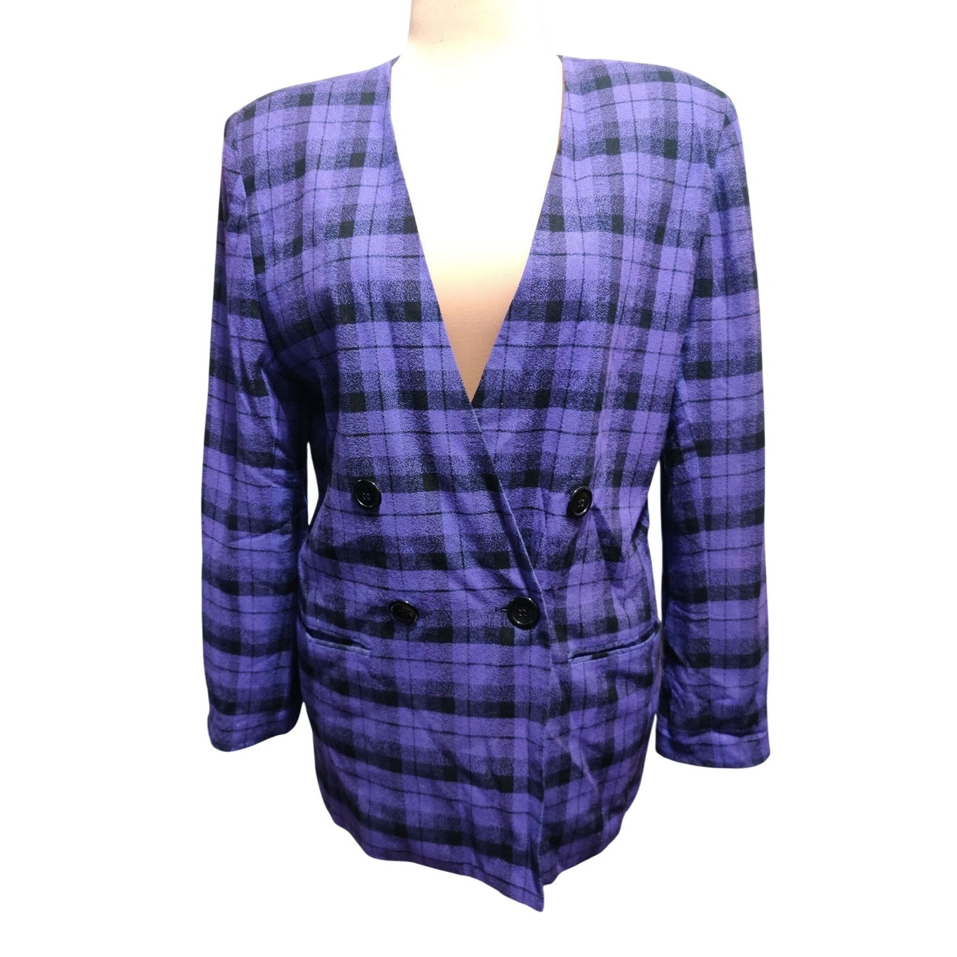 Vintage Vintage Chad Stevens 12 Purple Plaid Double Breasted Power S Size XL / US 12-14 / IT 48-50 - 1 Thumbnail
