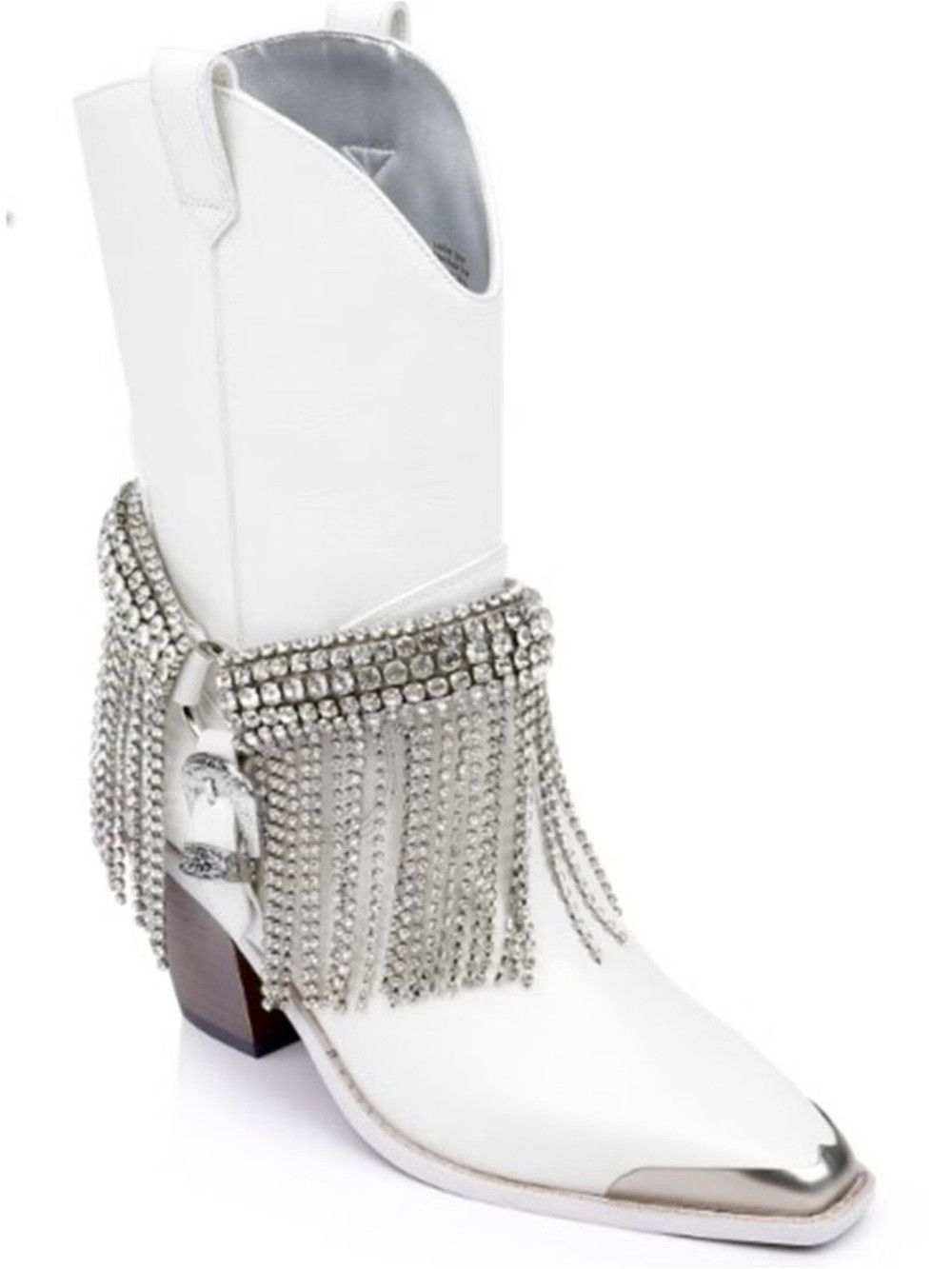 Other DanielXDiamond White Rhinestone Fringe Western Boots Snip T Size US 9.5 / IT 39.5 - 1 Thumbnail