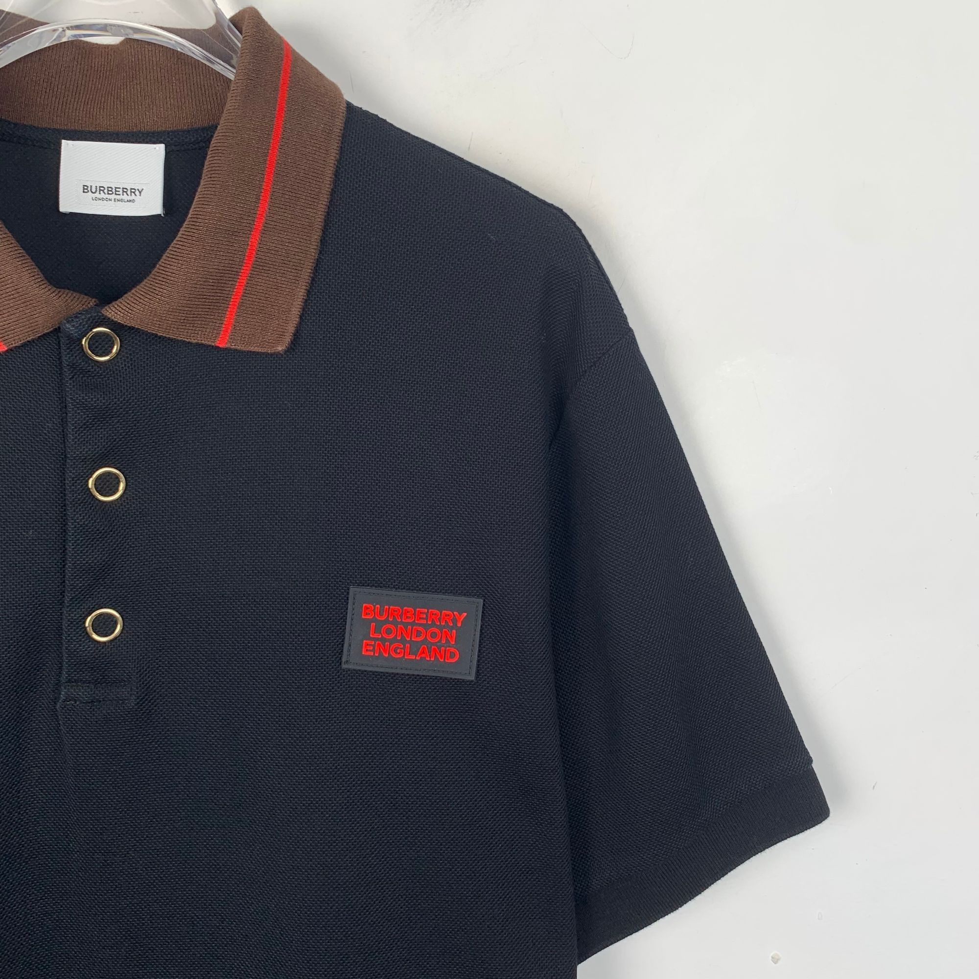 Burberry Burberry Black Logo Letter Short Sleeve Polo Shirt (Size XS) Size US XS / EU 42 / 0 - 6 Thumbnail