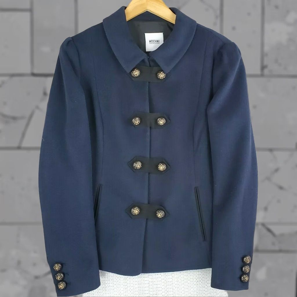 Moschino MOSCHINO Wool/Angora Toggle Jacket Navy Blue Large L Size L / US 10 / IT 46 - 1 Thumbnail