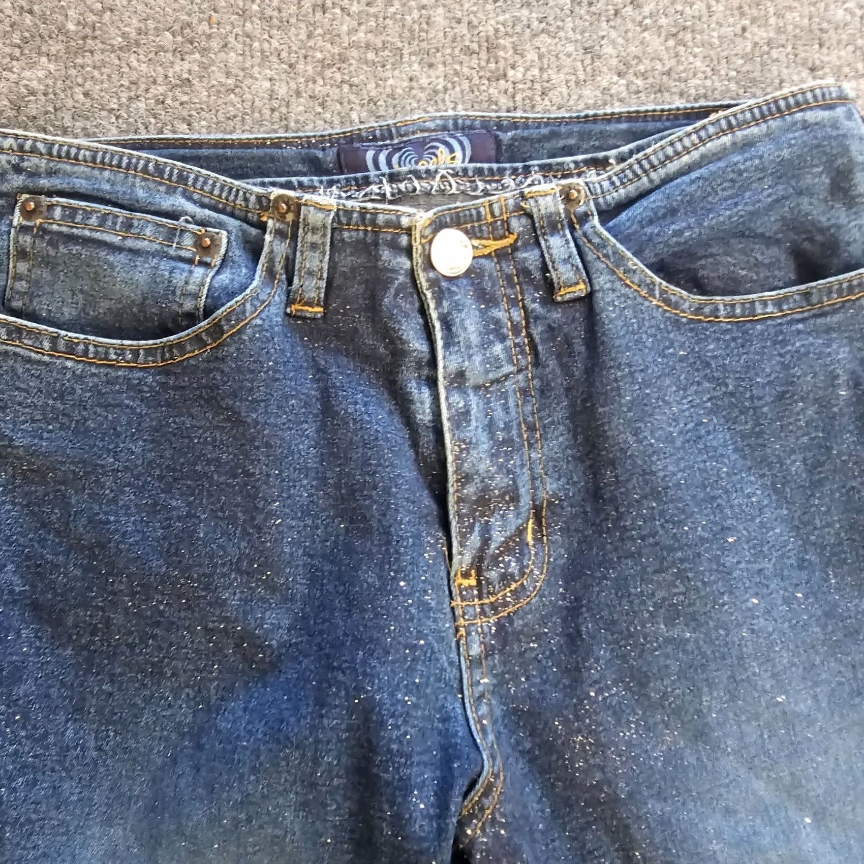 Vintage VINTAGE Angels Jeans Women 27x31 Blue Fringe Raw Hem Flare Low Rise Glitter 90s Distressed Jeans Womens Size 27" / US 4 / IT 40 - 3 Thumbnail