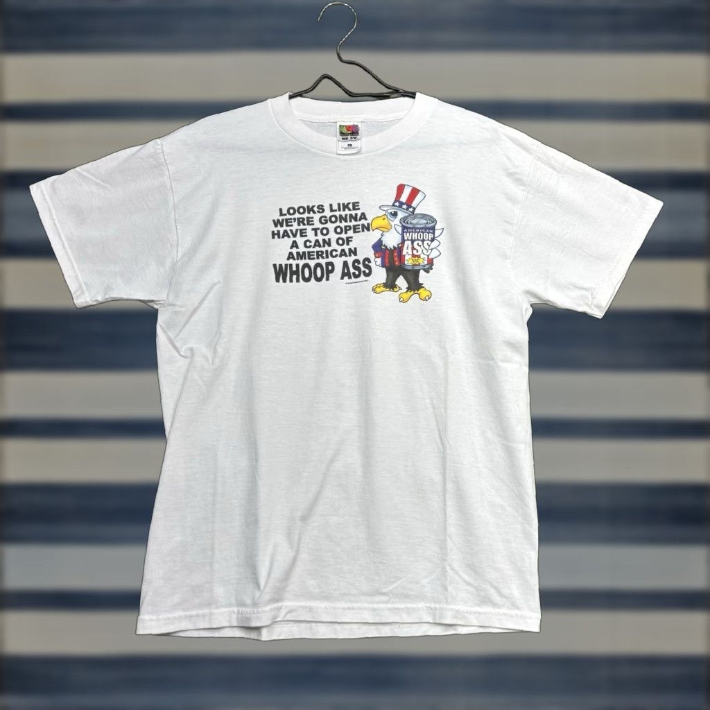 Vintage VINTAGE Spreadshirt Can Of Whoop Ass Shirt Mens L White Graphic Tee 2000s Funny Size US L / EU 52-54 / 3 - 1 Thumbnail