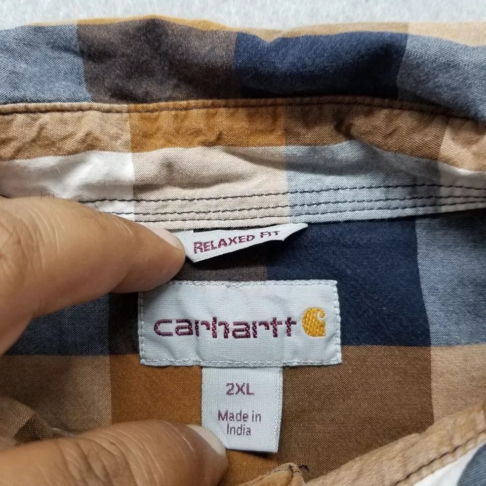 Carhartt Carhart Shirt Mens 2XL Check Button Up Short Sleeve Pocket Size US XXL / EU 58 / 5 - 5 Thumbnail