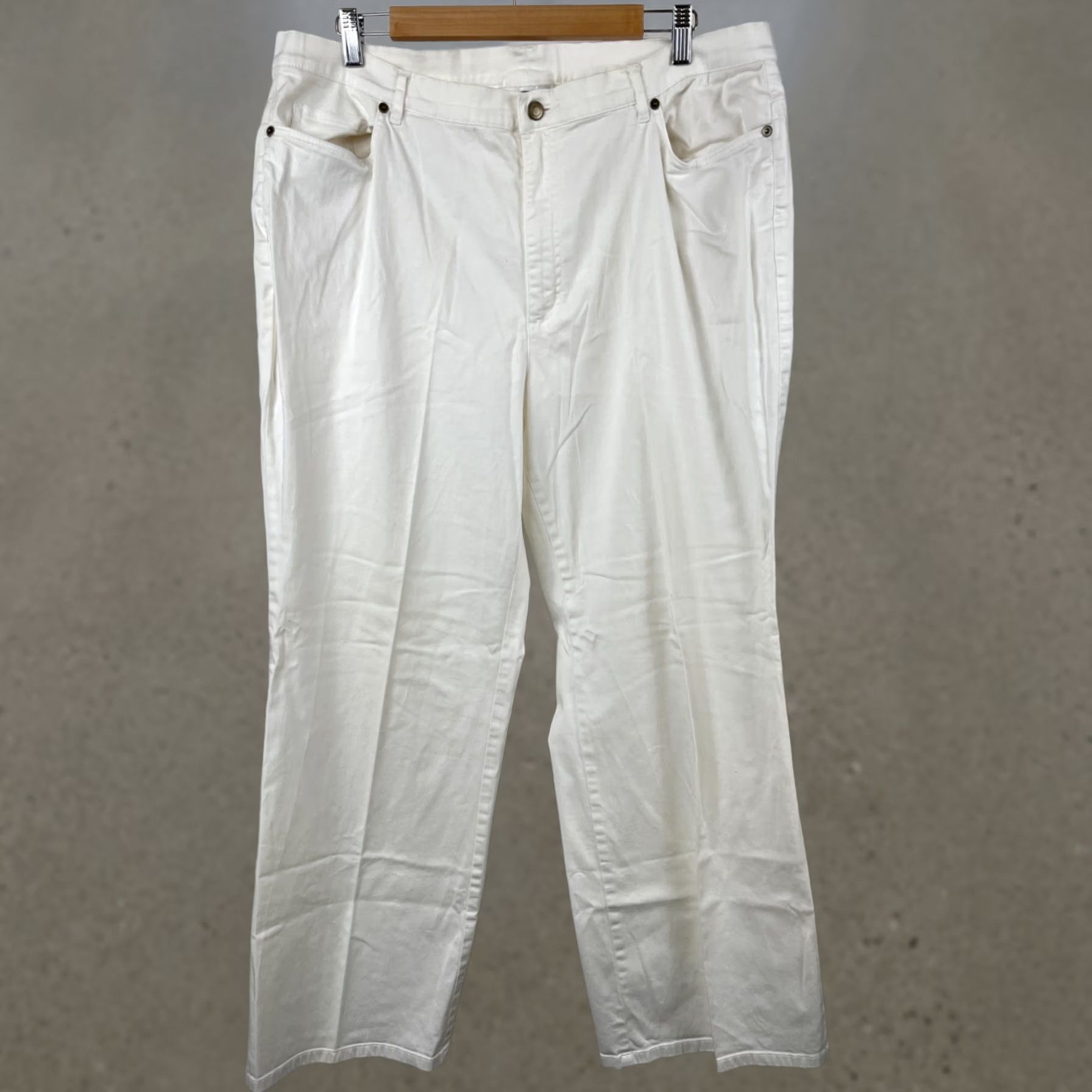 Talbots Talbots Jeans Womens 18W White Cotton Blend Zip Fly Button Front Five Pockets Size 40" / US 18 - 1 Thumbnail