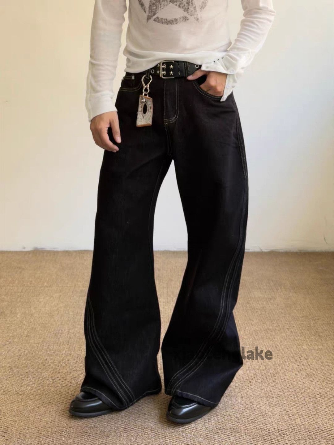 Jean Custom rickowens offwhite style wide bootcut flared jeans Size US 26 / EU 42 - 3 Thumbnail