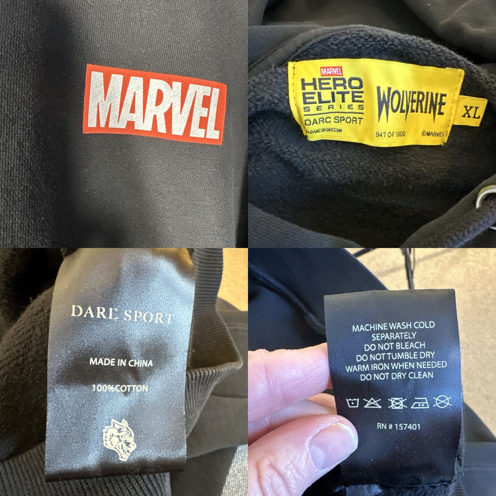 Vintage Darc Sport x Marvel Wolverine Pain Pigment Hoodie XL Black Unisex Adults Graphic Print Pullover Hooded Limited Edition 1000 Size US XL / EU 56 / 4 - 8 Thumbnail