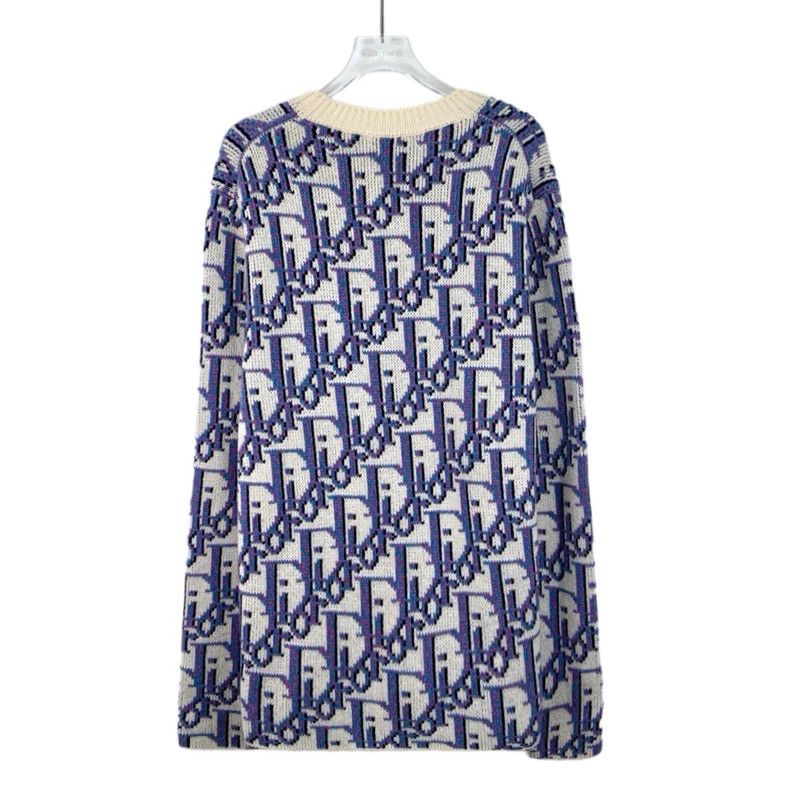 Dior Dior Blue logo jacquart full-print wool round-neck long-sl Size US S / EU 44-46 / 1 - 2 Thumbnail
