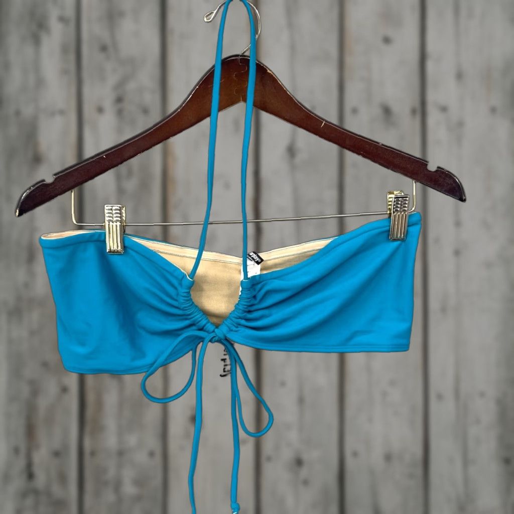 Vintage Forplay Bikini Top Women L Halter Blue Teal Adjustable Strappy 2-4 2pc Swimsuit Top boho Y2K Patriotic Beach Mens Womens Size L / US 10 / IT 46 - 1 Thumbnail