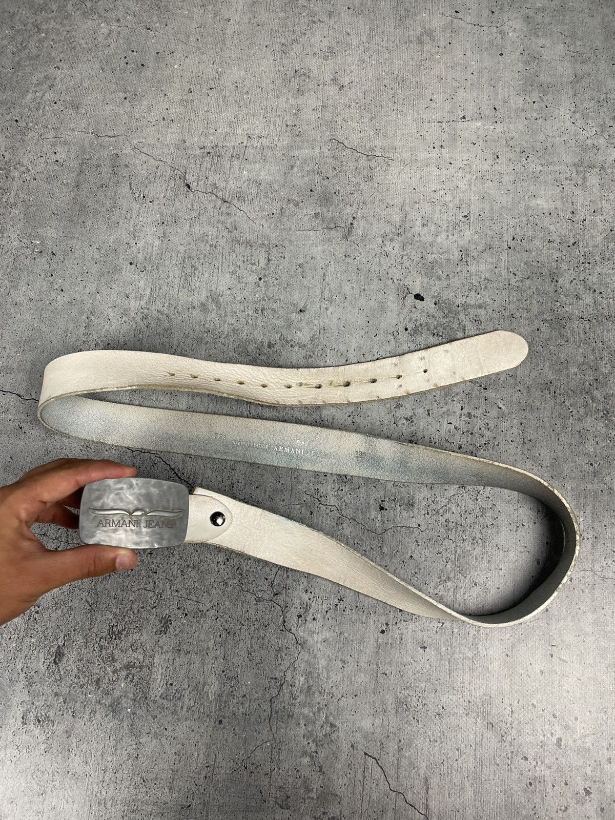 Armani Vintage Armani Trashed Leather Metal Belt Y2K style Size ONE SIZE - 3 Thumbnail