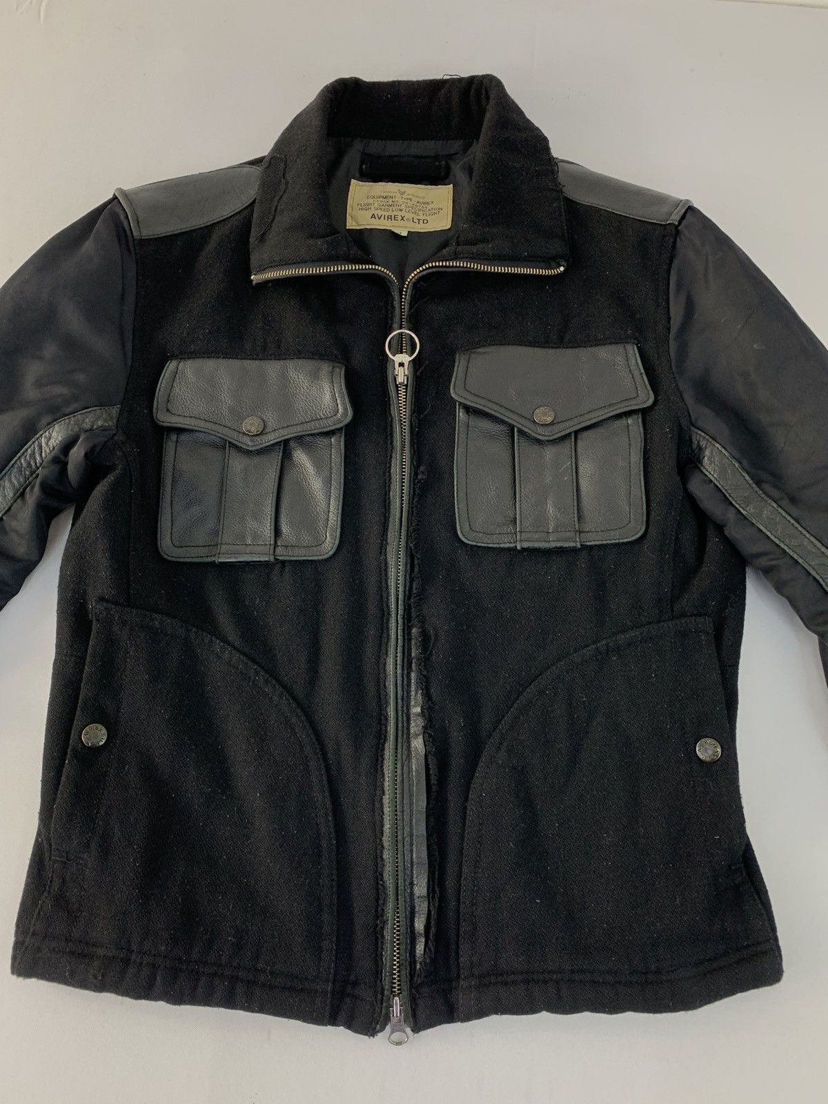 Avirex Vintage Avirex Ltd Military Leather Wool Flight Full Zip Size US S / EU 44-46 / 1 - 3 Thumbnail