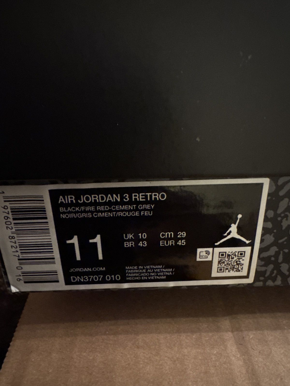 Jordan Brand × Nike Air Jordan 3 Retro Black Cement Size US 11 / EU 44 - 5 Thumbnail