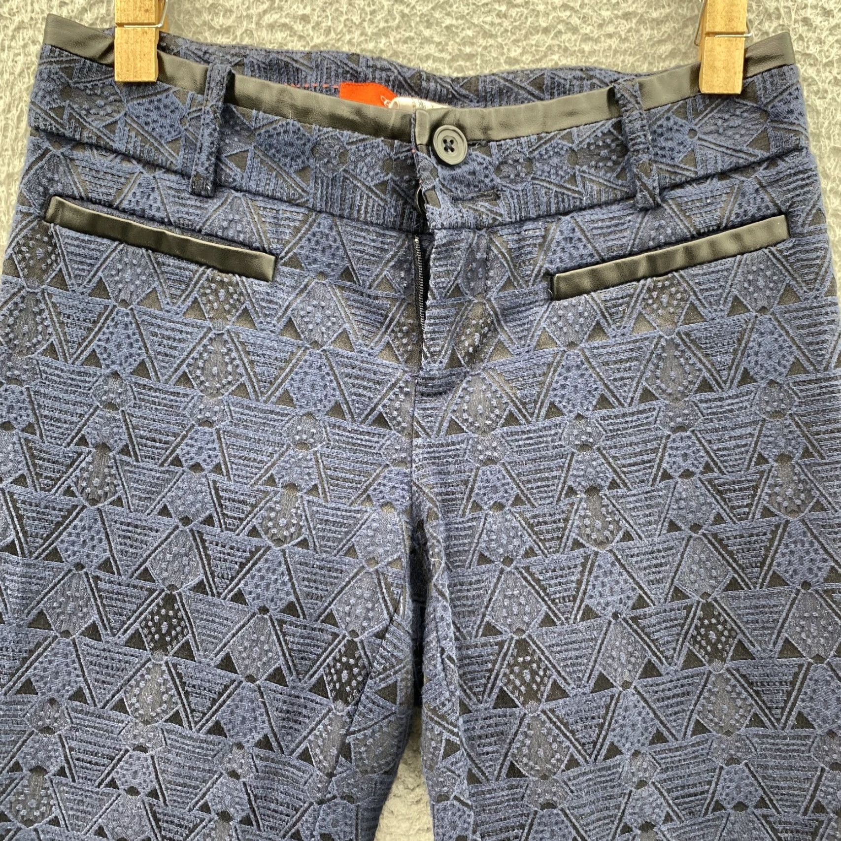 Anthropologie Anthropologie Cartonnier Pants Women 0 Blue Pattern Charlie Ankle Trouser Preppy Size 25" / US 0 / IT 36 - 2 Thumbnail