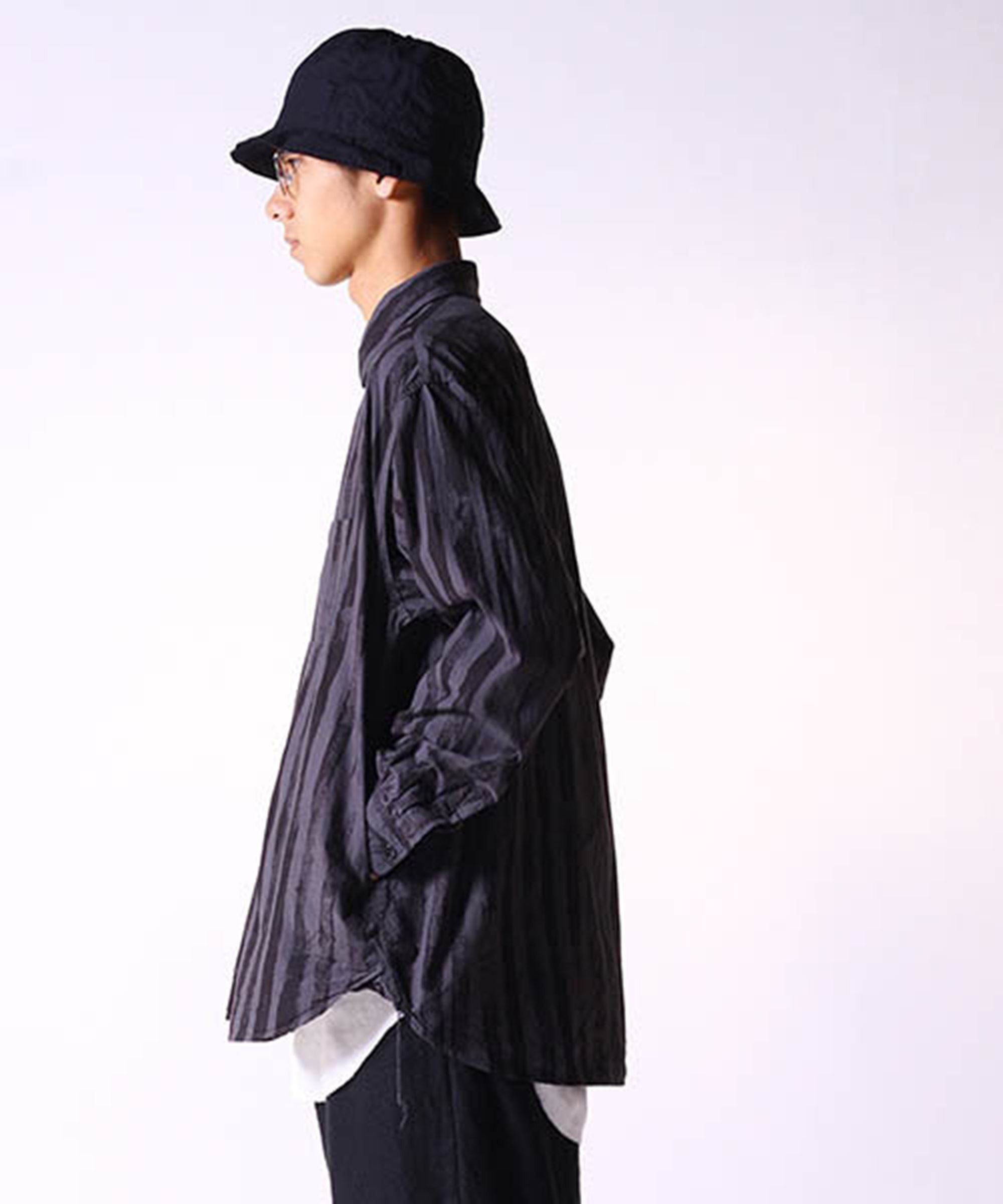 GOLD BRUSH STRIPES BROAD REGULAR COLLAR BIG SHIRT