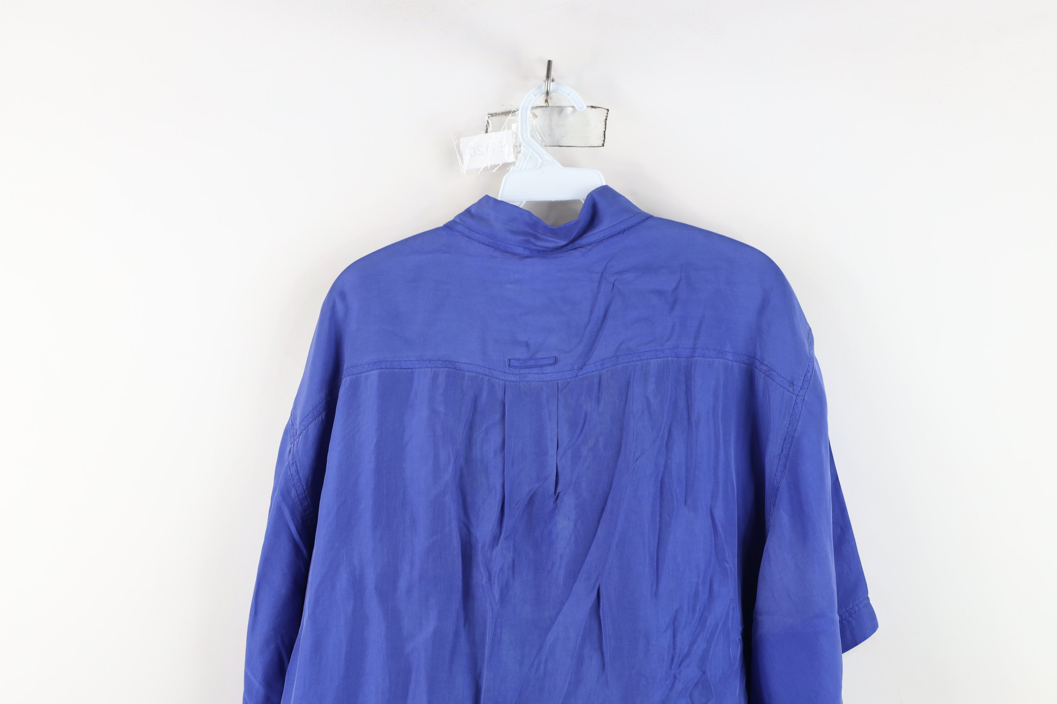 Vintage Vintage 90s Streetwear Silk Baggy Fit Button Shirt Blue Size US XL / EU 56 / 4 - 14 Thumbnail