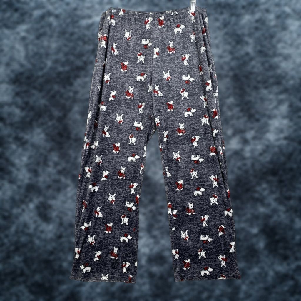 Vintage Sleep Sense Nautica Pajama Pants XL Red Scottie Dog Fleece Winter Women Size 40" / US 18 - 1 Thumbnail