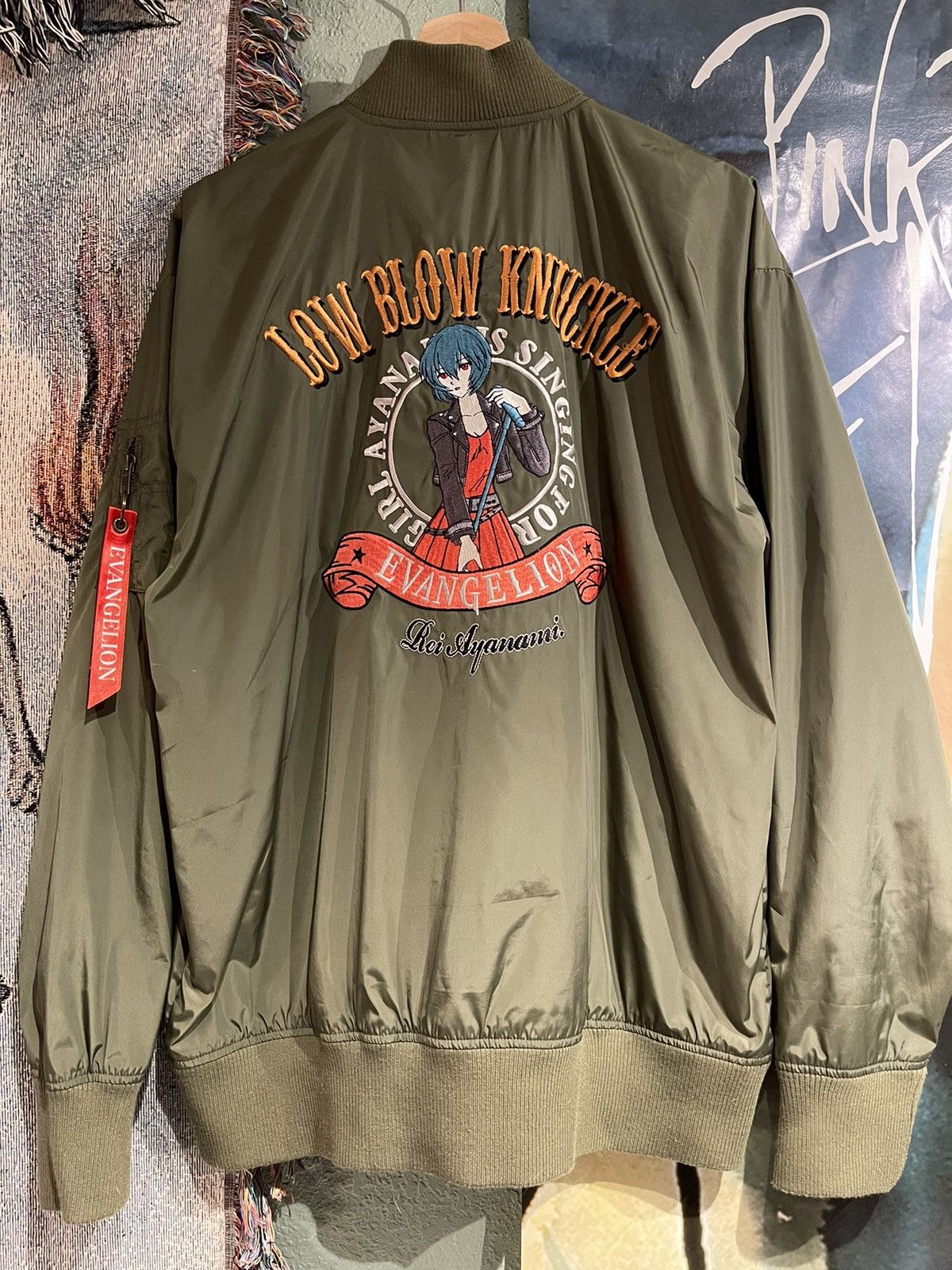 Image of Vintage Evangelion Bomber in Green Olive, Men's (Size 2XL)