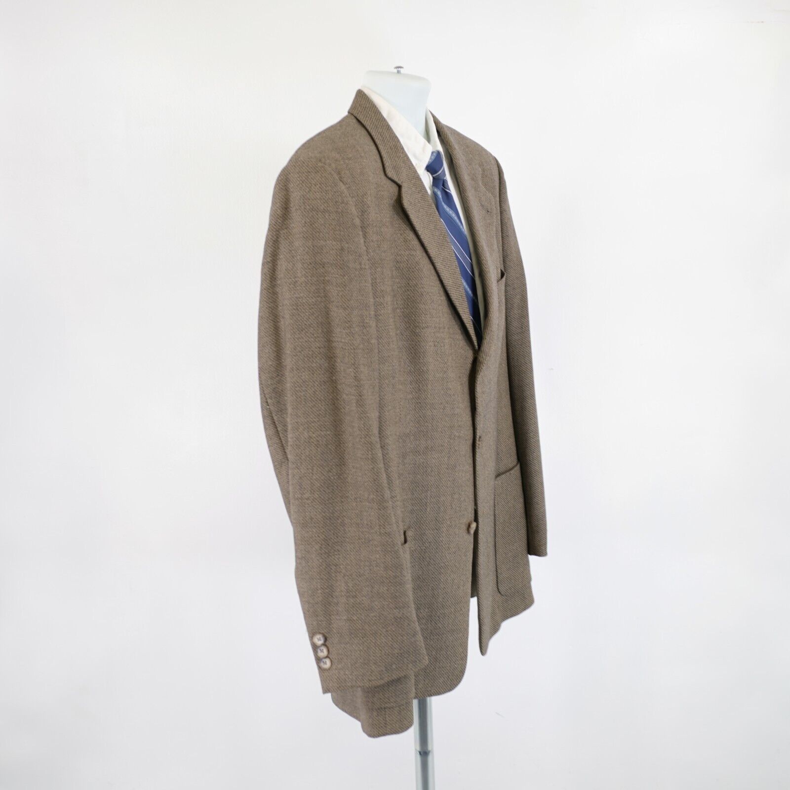 Hart Schaffner Marx Hart Schaffner Marx Tweed Wool Gray Tan Weave Sport Coat 44L Size 44L - 7 Thumbnail