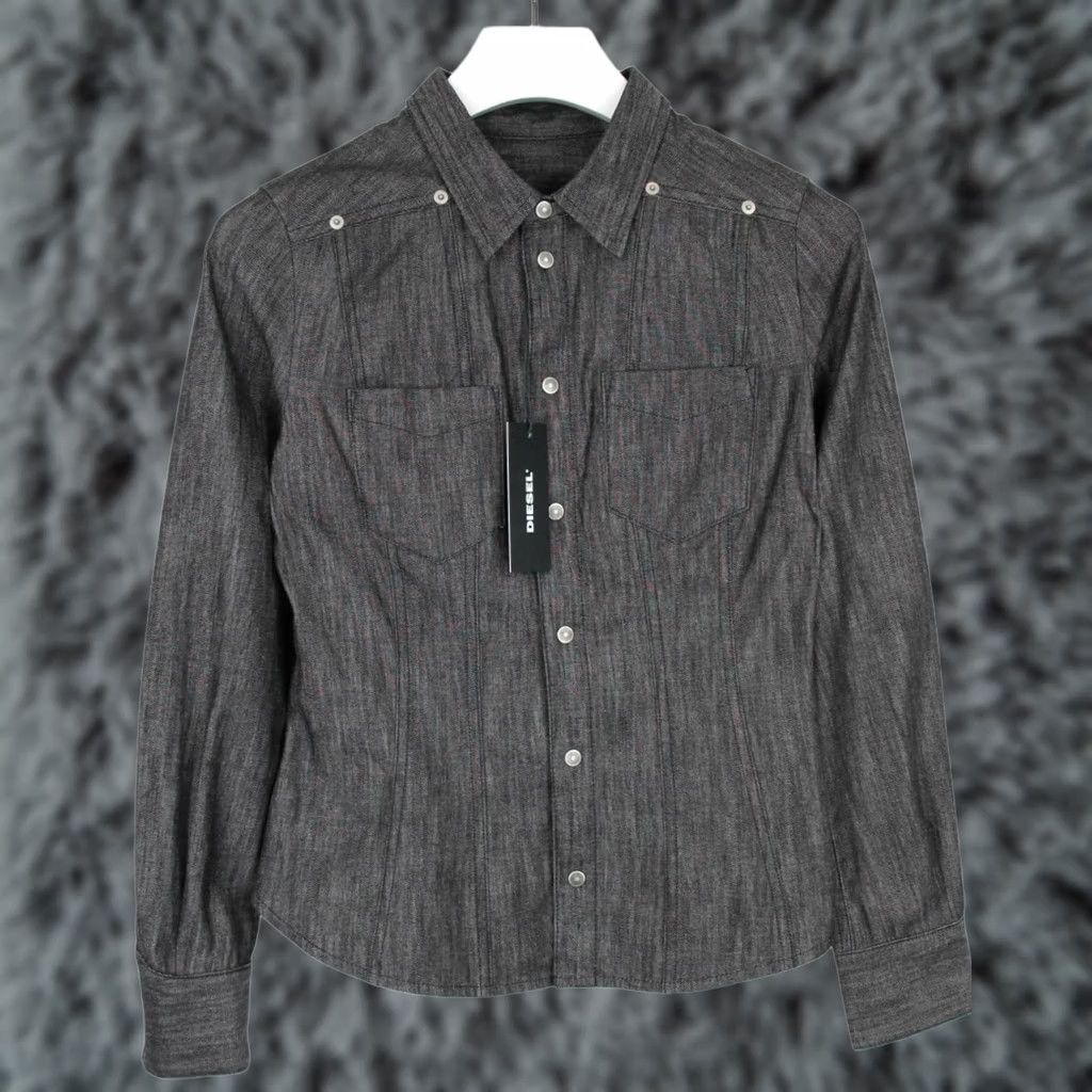 Diesel DIESEL Shirt Women's SMALL Casual Buttoned Western Slimming Denim Grey Size S / US 4 / IT 40 - 1 Thumbnail