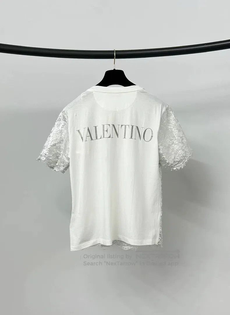 Valentino Valentino Silver lace short-sleeved T-shirt Size M / US 6-8 / IT 42-44 - 2 Thumbnail