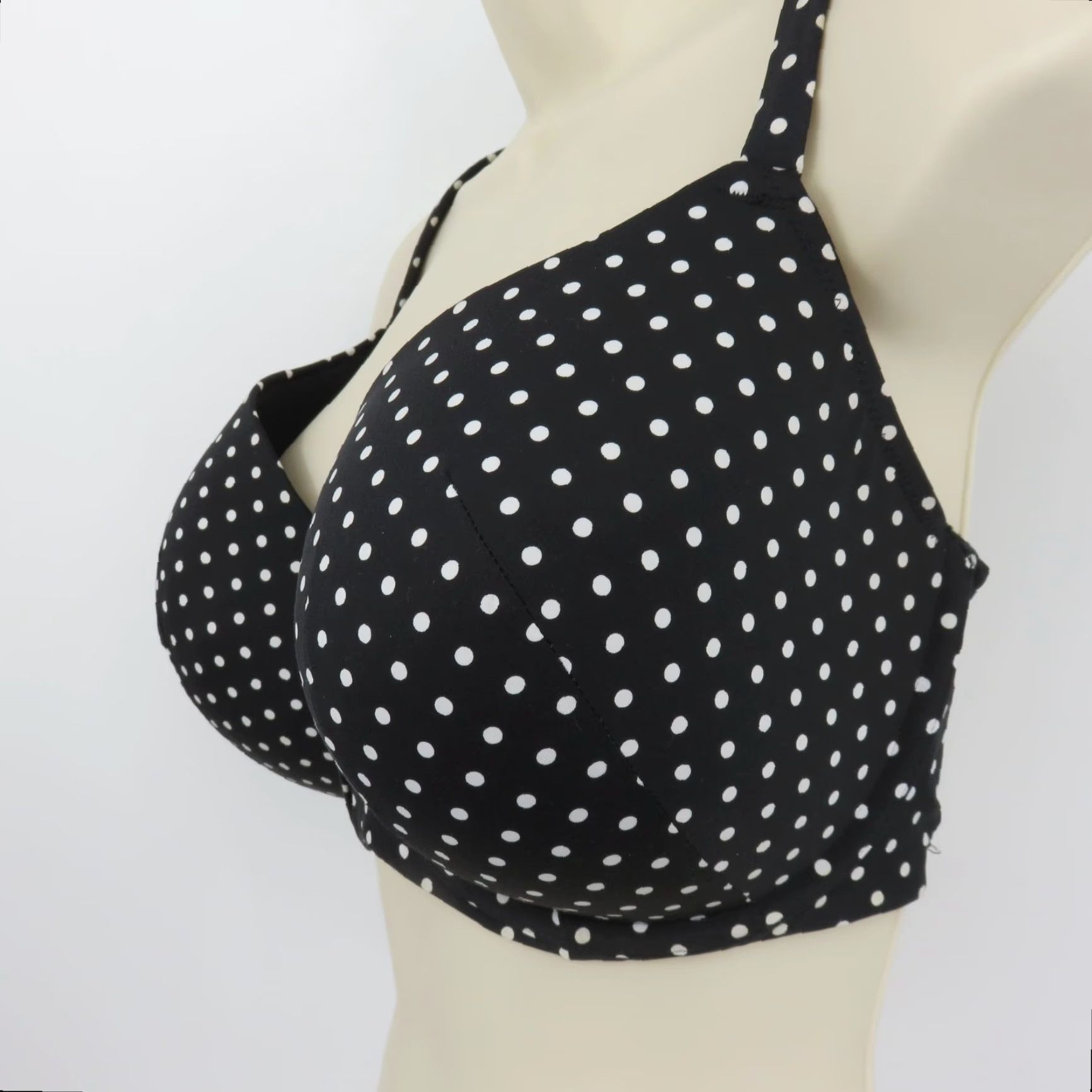 Vintage Cacique Bra Full Coverage Underwire 38DDD Black White Polka Dot T-Shirt Bra Plus Size Womens Size ONE SIZE - 5 Thumbnail