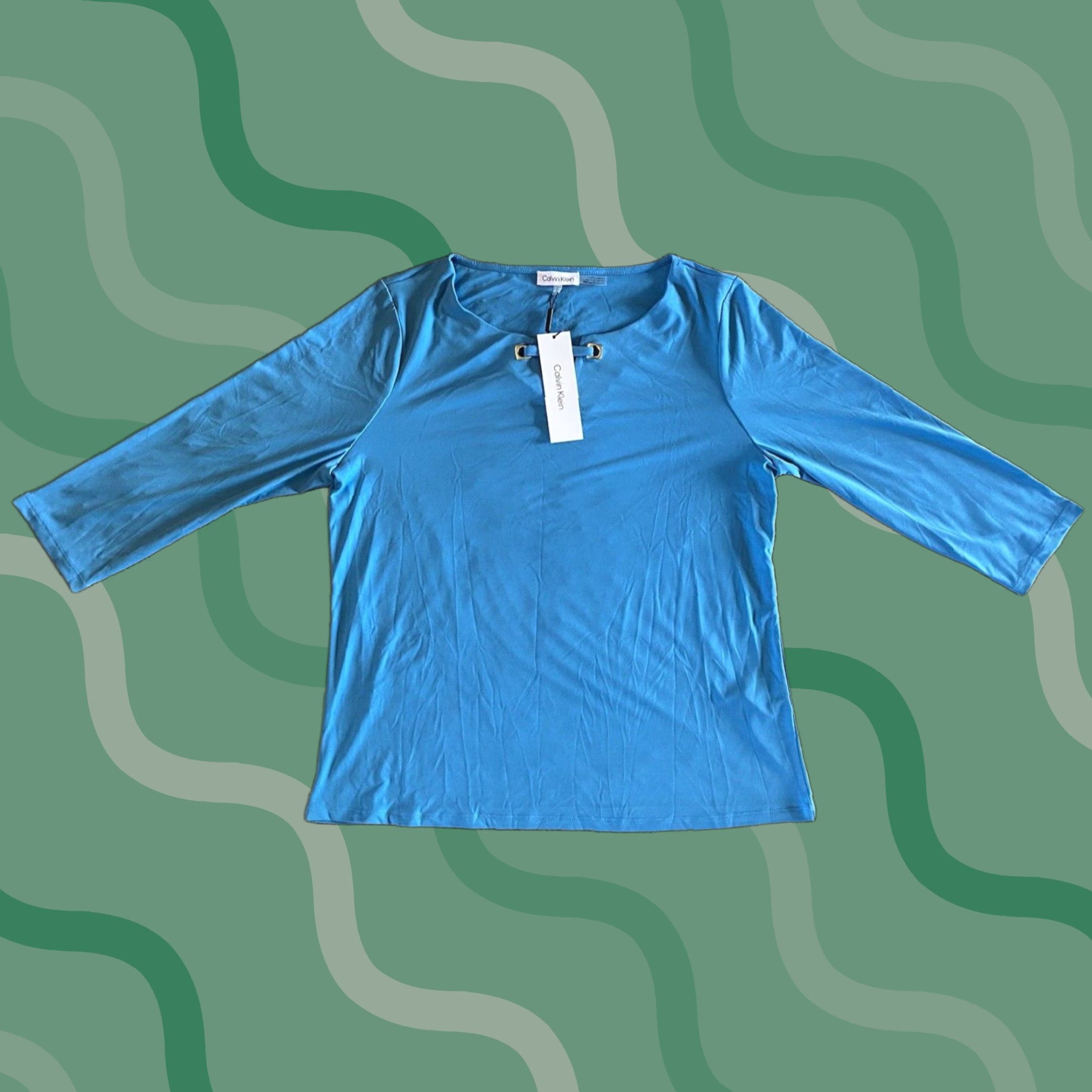Calvin Klein Calvin Klein Collection Shirt Blue L 3/4 Sleeve NWT Women’s Size Large Size L / US 10 / IT 46 - 1 Thumbnail