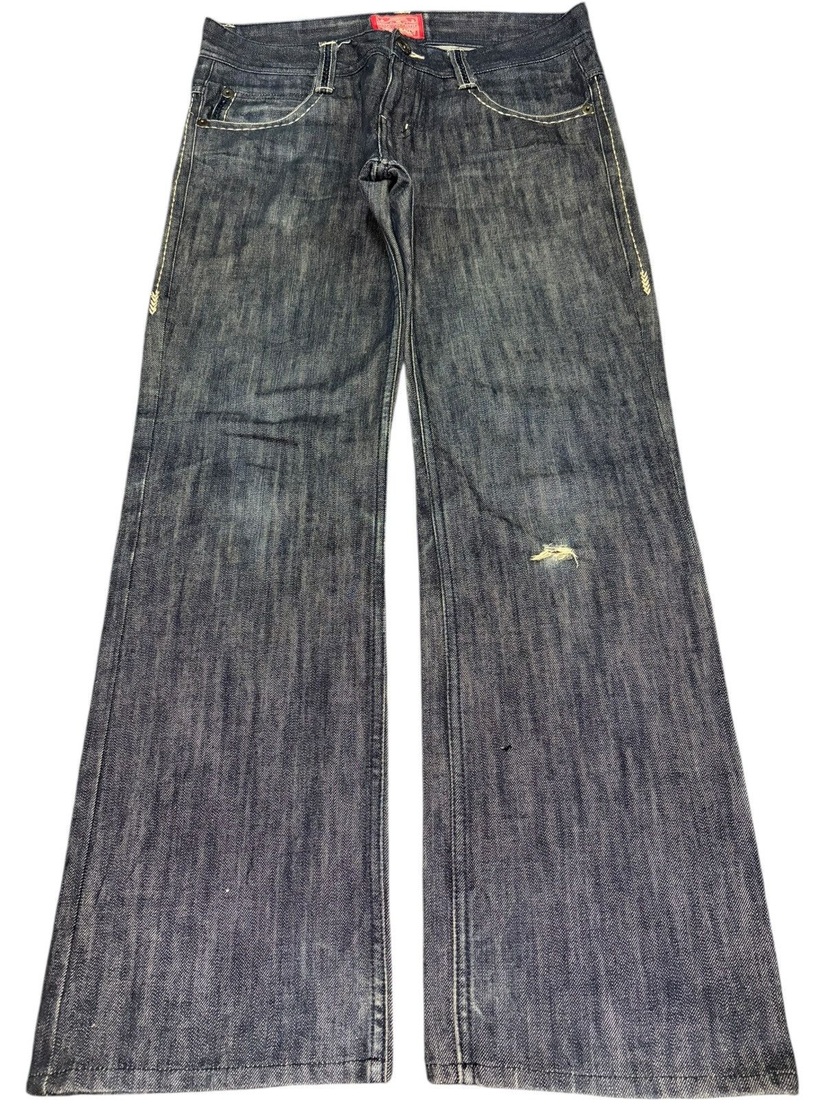 Edwin Vintage Japanese Brand Blue Wash Distress Loose Jeans Size US 33 - 1 Thumbnail