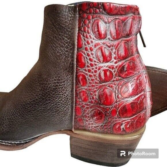 Other Freebird by Steven Rule Ankle Brown & Croc Cowboy Western Le Size US 7 / IT 37 - 3 Thumbnail
