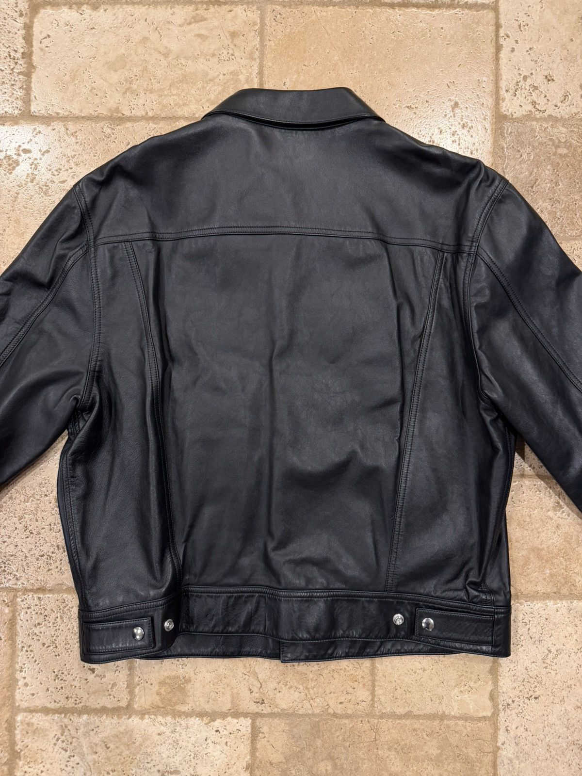 Celine Celine x Hedi SS23 Runway Bauhaus Leather Trucker Jacket Size US XL / EU 56 / 4 - 12 Thumbnail