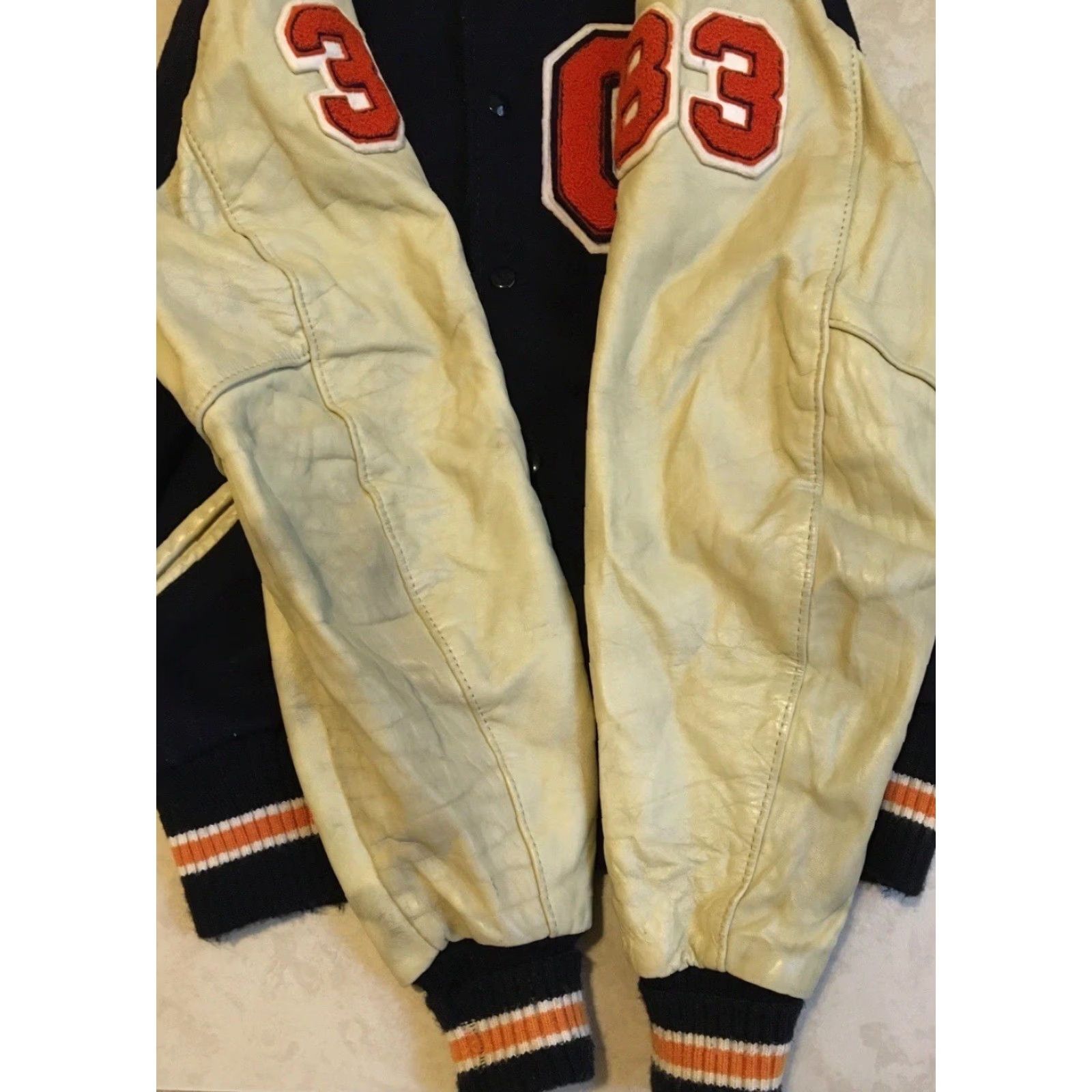 Vintage Vtg 80s Faded Varsity Letterman Jacket 42 USA School Football Track PE Grunge 70 Size US XS / EU 42 / 0 - 4 Thumbnail