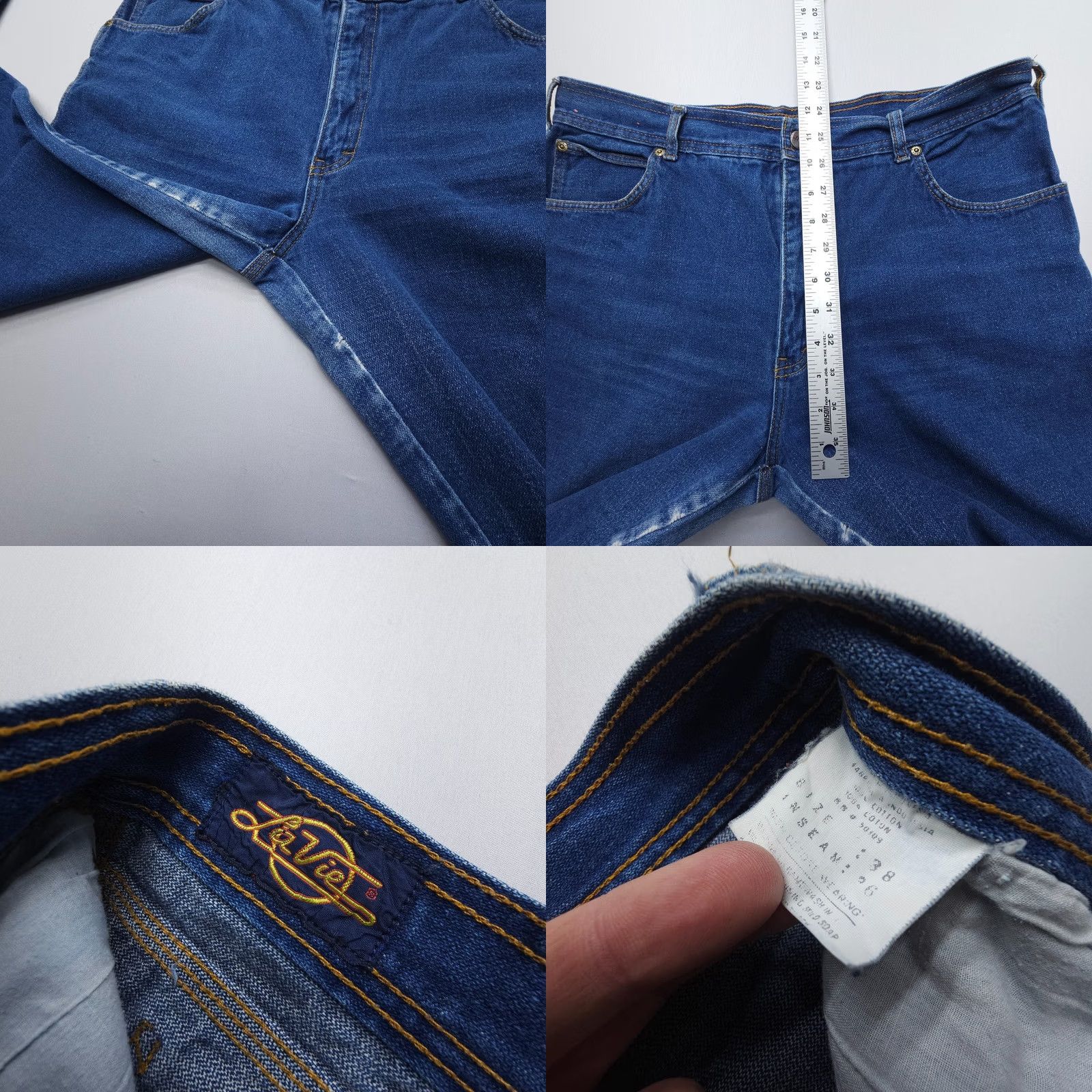 Vintage VINTAGE La Vie Jeans Flared 38x36 Dark Wash 90s Y2K Denim Womens Pants 5-Pocket Zip Inseam 32" Blue Silk Size 26" / US 2 / IT 38 - 8 Thumbnail