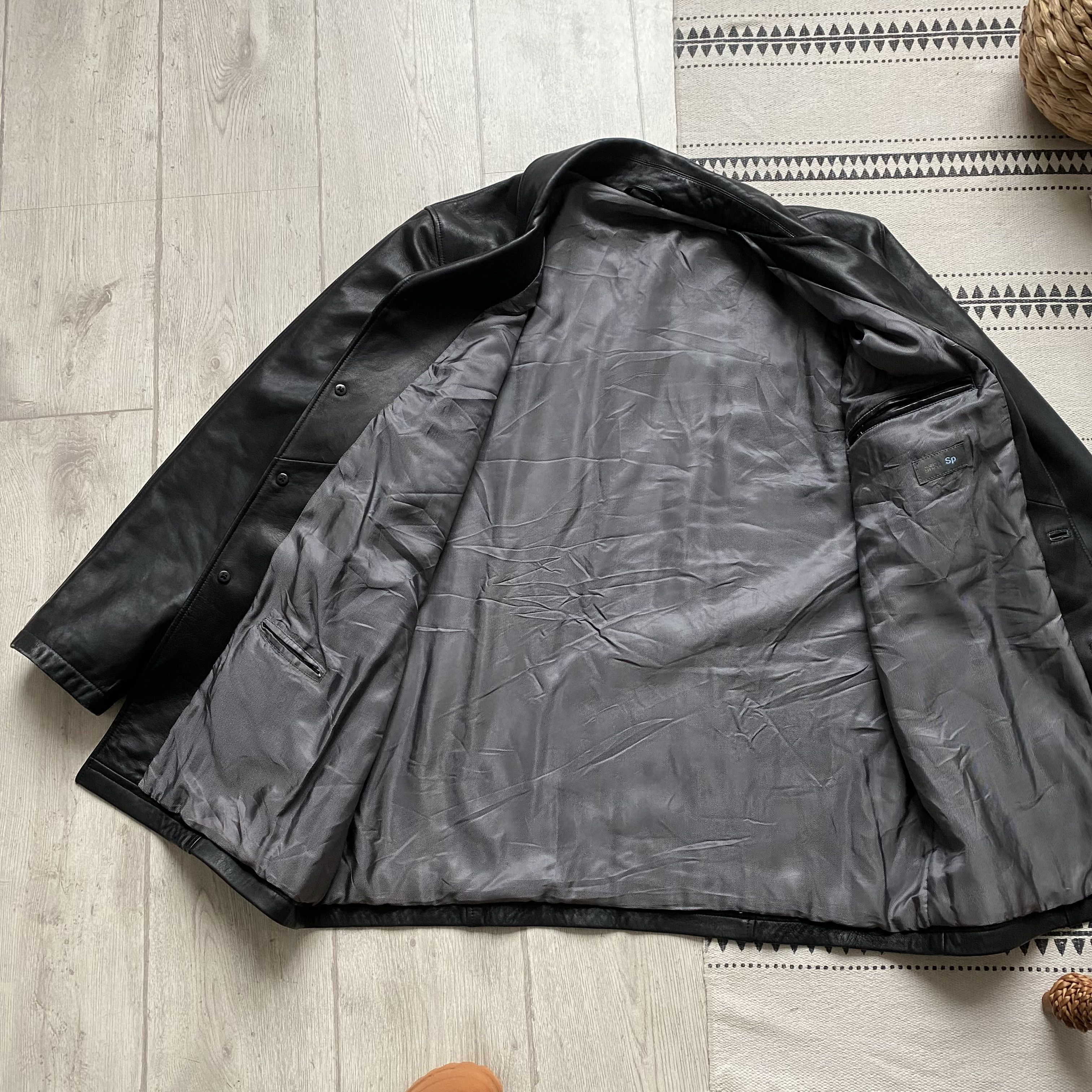 Genuine Leather 🔥 Vintage 90s Designer Leather Jacket USA Balenciaga style Size US L / EU 52-54 / 3 - 7 Thumbnail