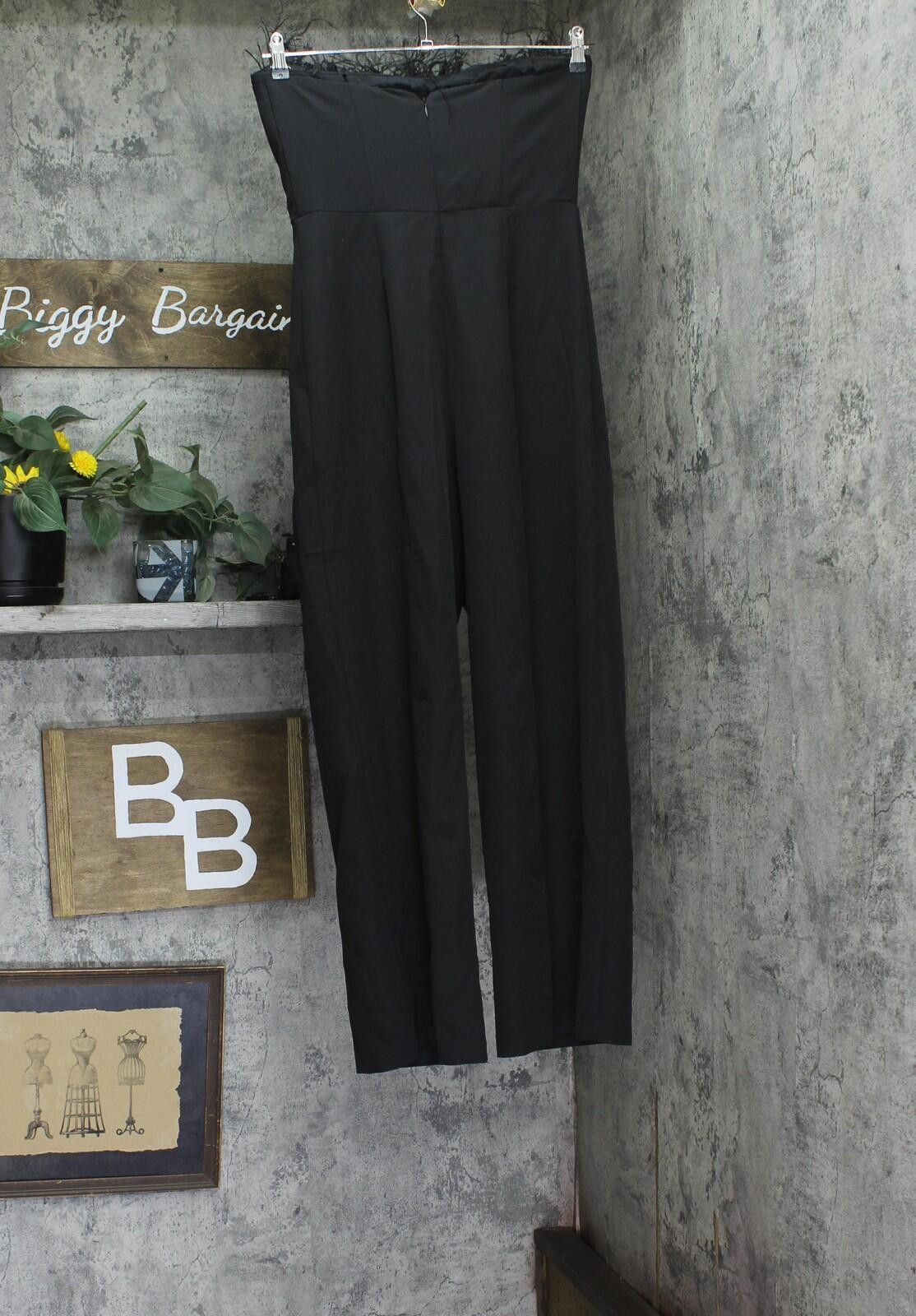 Other Nwt Sam Edelman Bandeau Neck Feather Trim Jumpsuit Black 8 Size 30" / US 8 / IT 44 - 2 Thumbnail