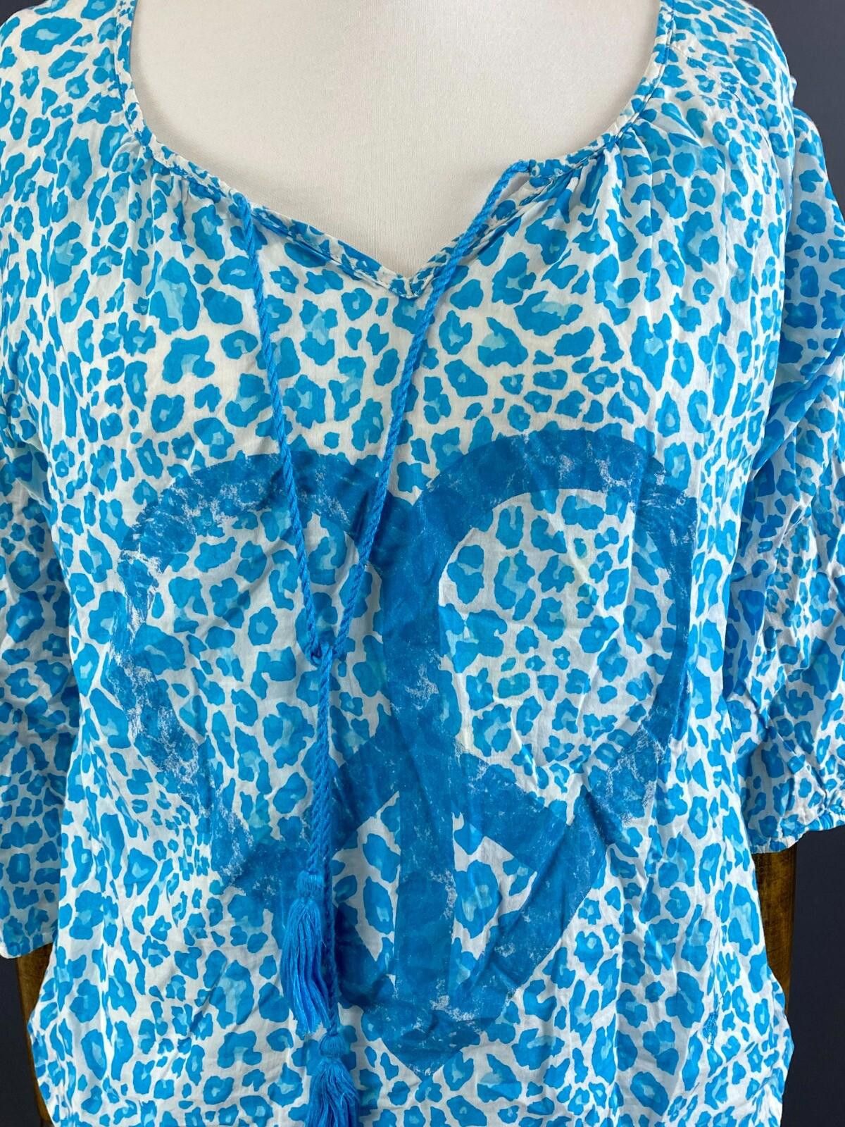 Designer Emily Van Den Bergh Blue Leopard Blouse Shirt Size 38 / S Size M / US 6-8 / IT 42-44 - 4 Thumbnail